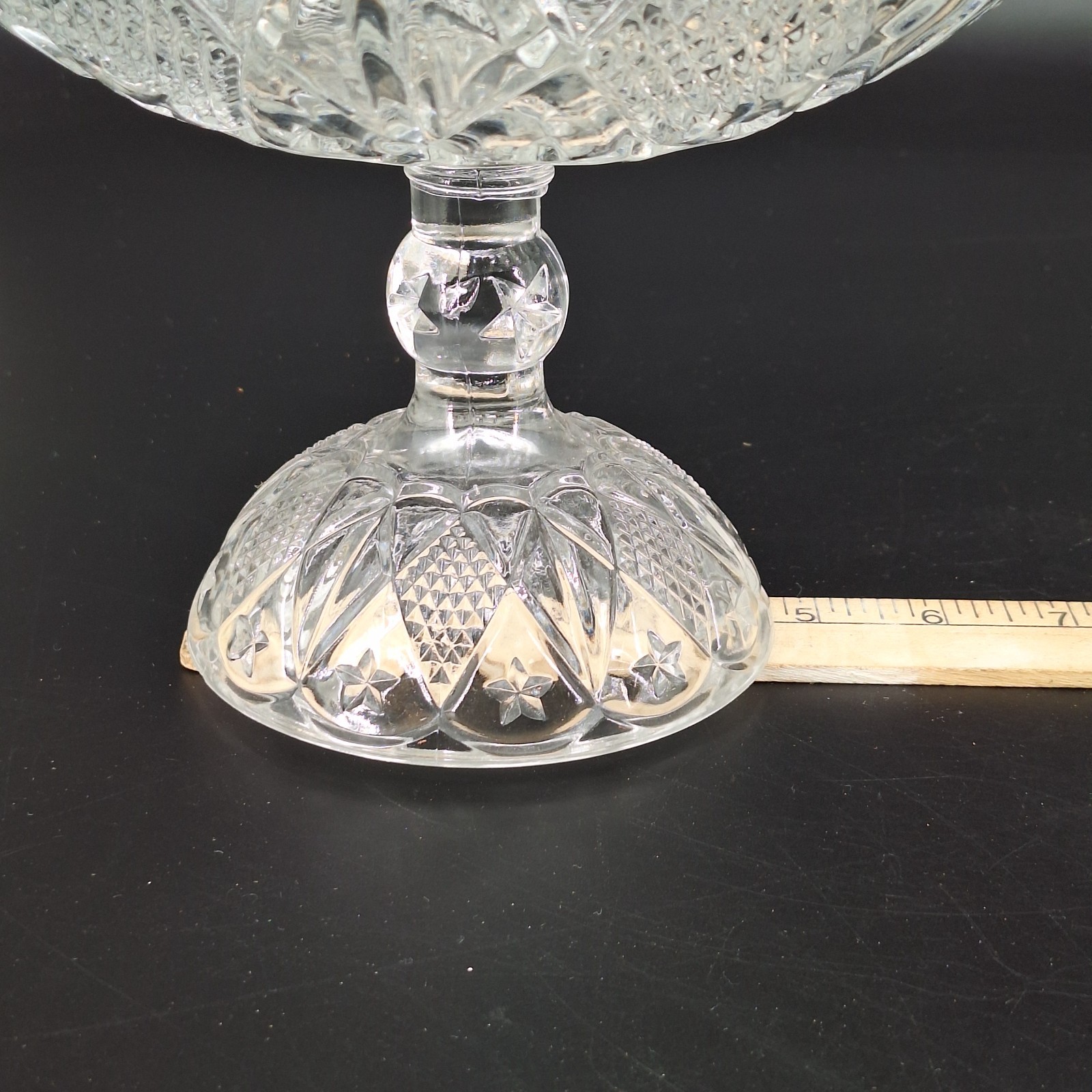 EAPG Ohio Flint Glass Co #488 Diamond Compote Foot Candy Dish Vintage