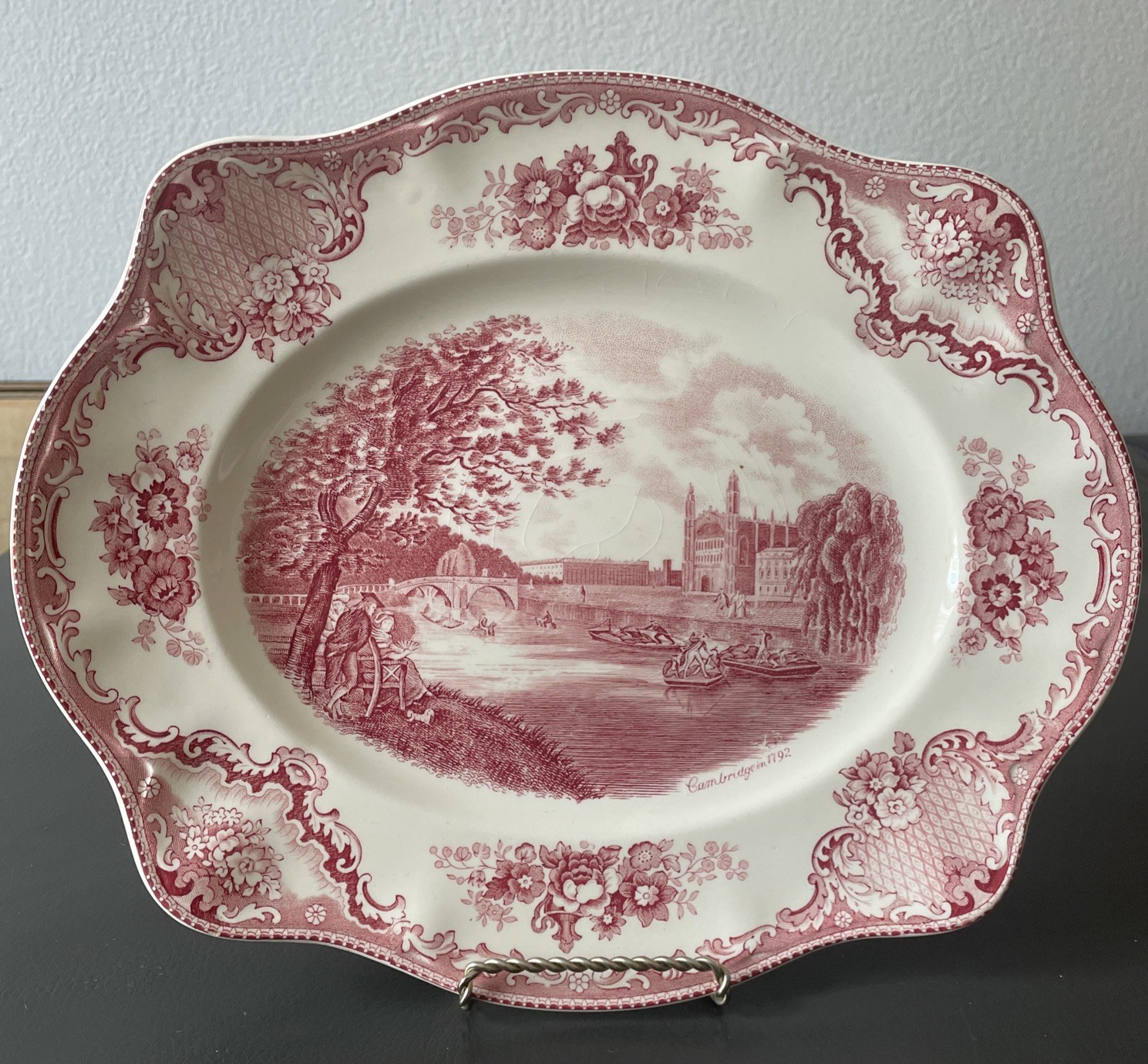 Johnson Brothers Old Britain Castles Cambridge Pink Transferware Platter 12″