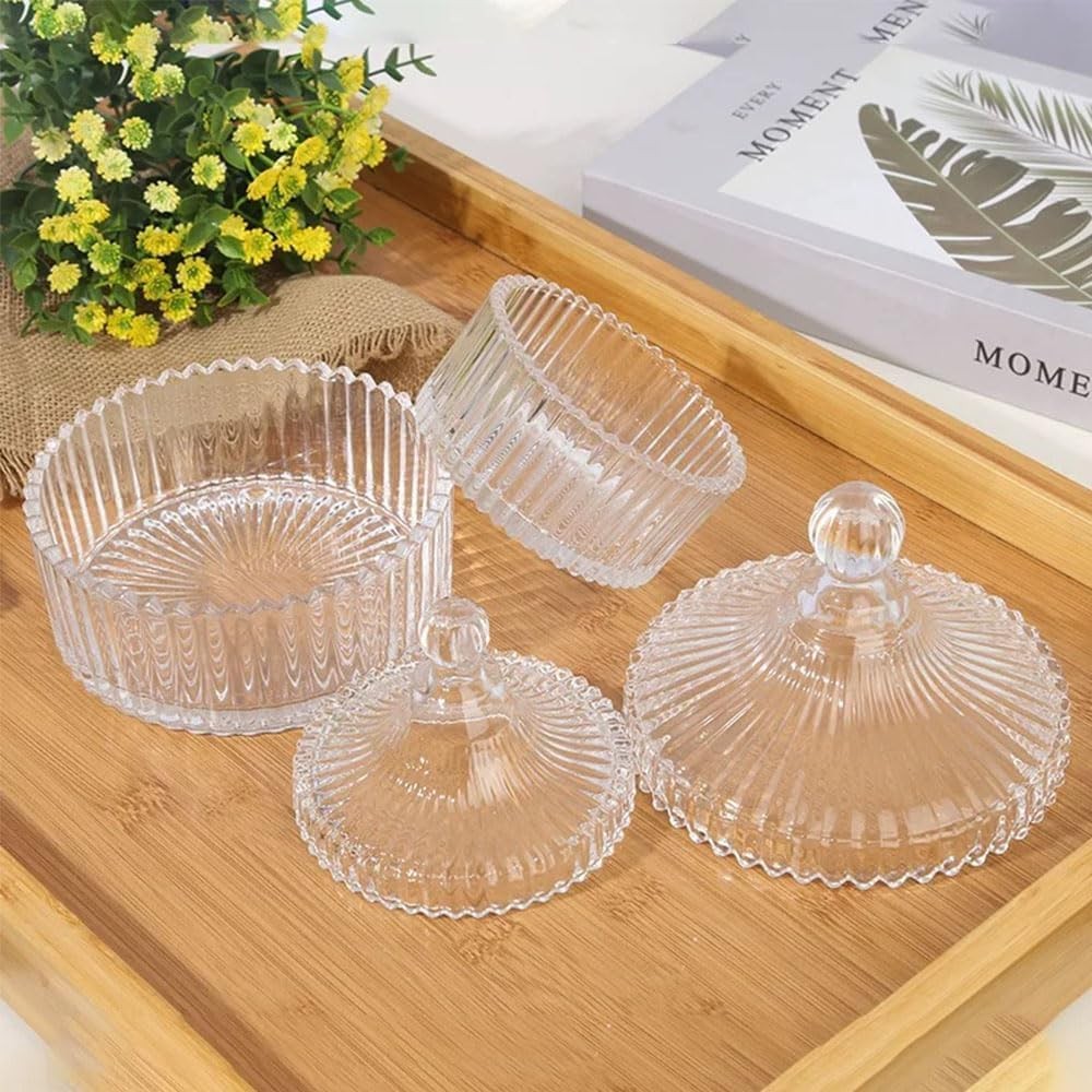 Glass Candy Dish with Lid, Vintage Candy Jars for Buffet Easter Cookie Server…