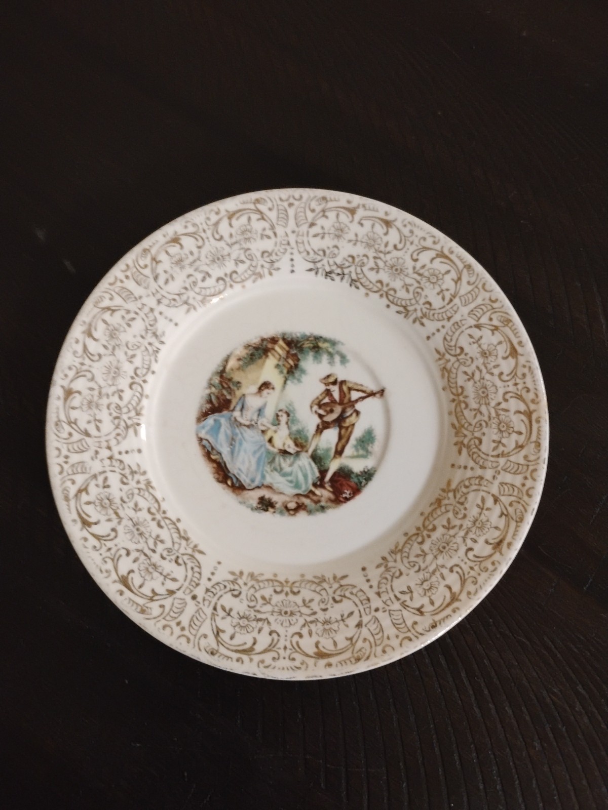 Vintage AMERICAN LIMOGES TRIUMPH CHINA D’OR Serenade 22K Gold 1T-S284 6” Plate