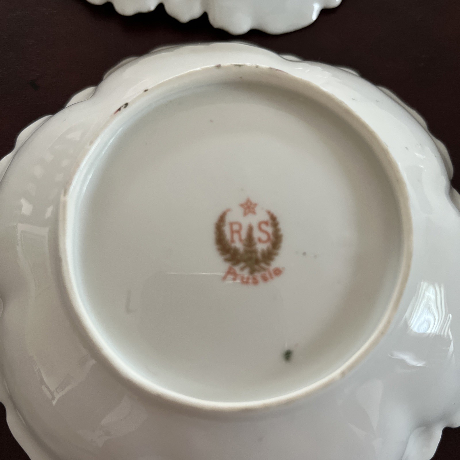5 R S Prussia Small 5” Hand Painted Bowls Scalloped Red/Pink Roses
