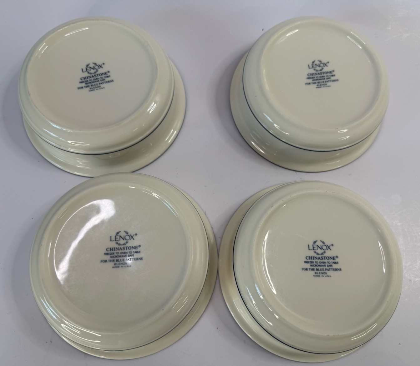 LENOX Chinastone For The Blue Pattern Soup Cereal Bowls 6.25 in USA Set Of 4