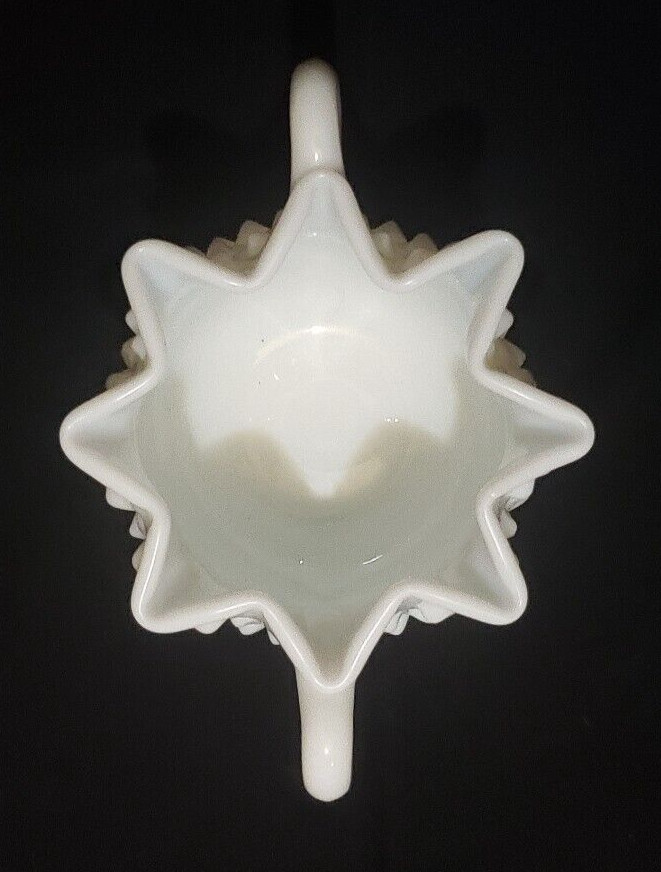 Vintage Fenton 3906 MI #3 1951 – 1981 Sugar Crimped Milk Glass Hobnail