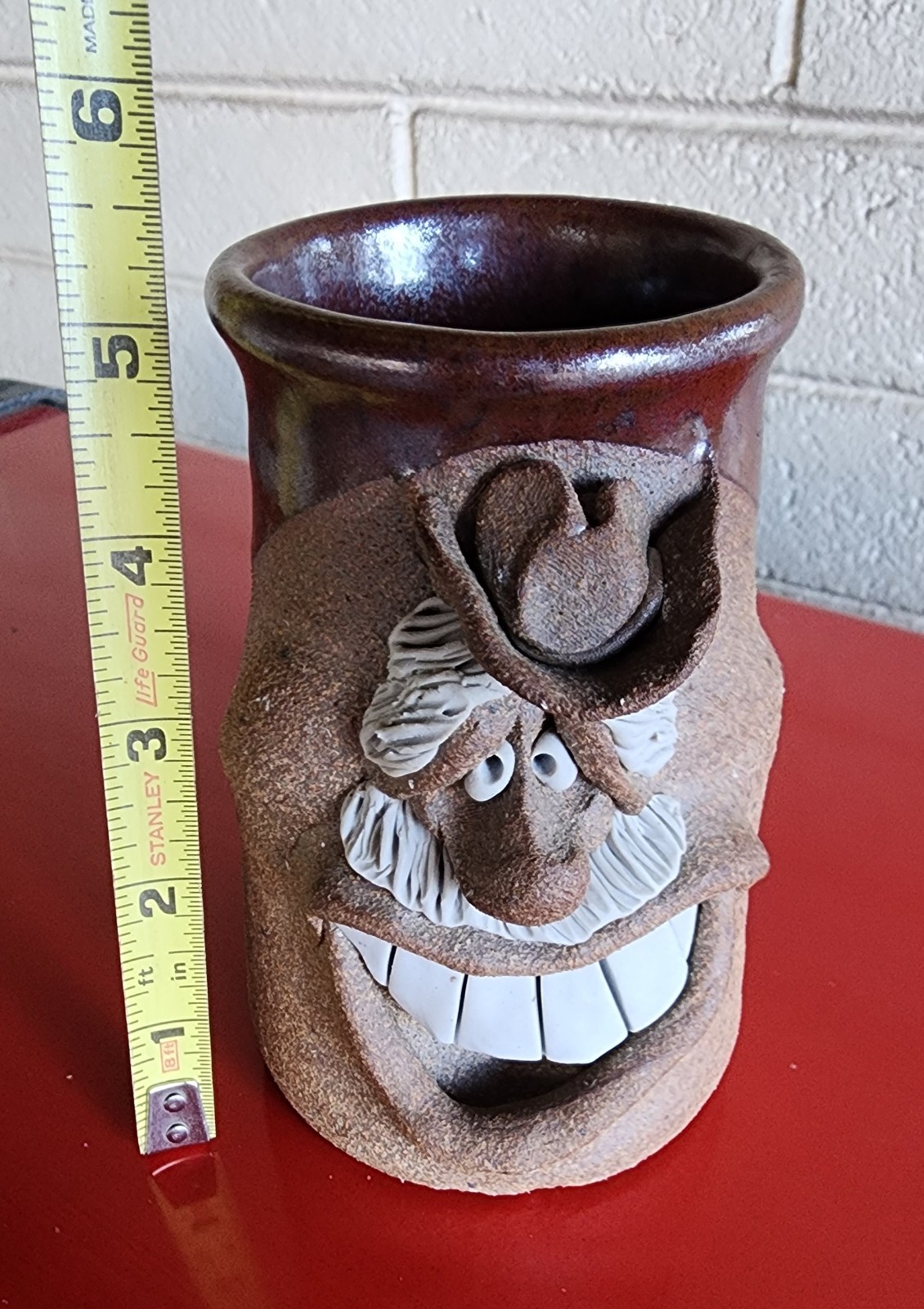 Original Mark Hines Creations Funny Face Mug Stoneware Pottery Artist Signed
