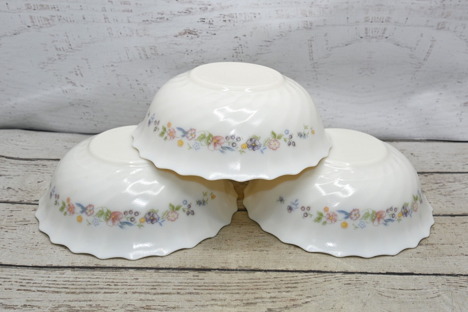 Arcopal Victoria Floral Cereal Bowls 6.25″ Made in France Set of 3