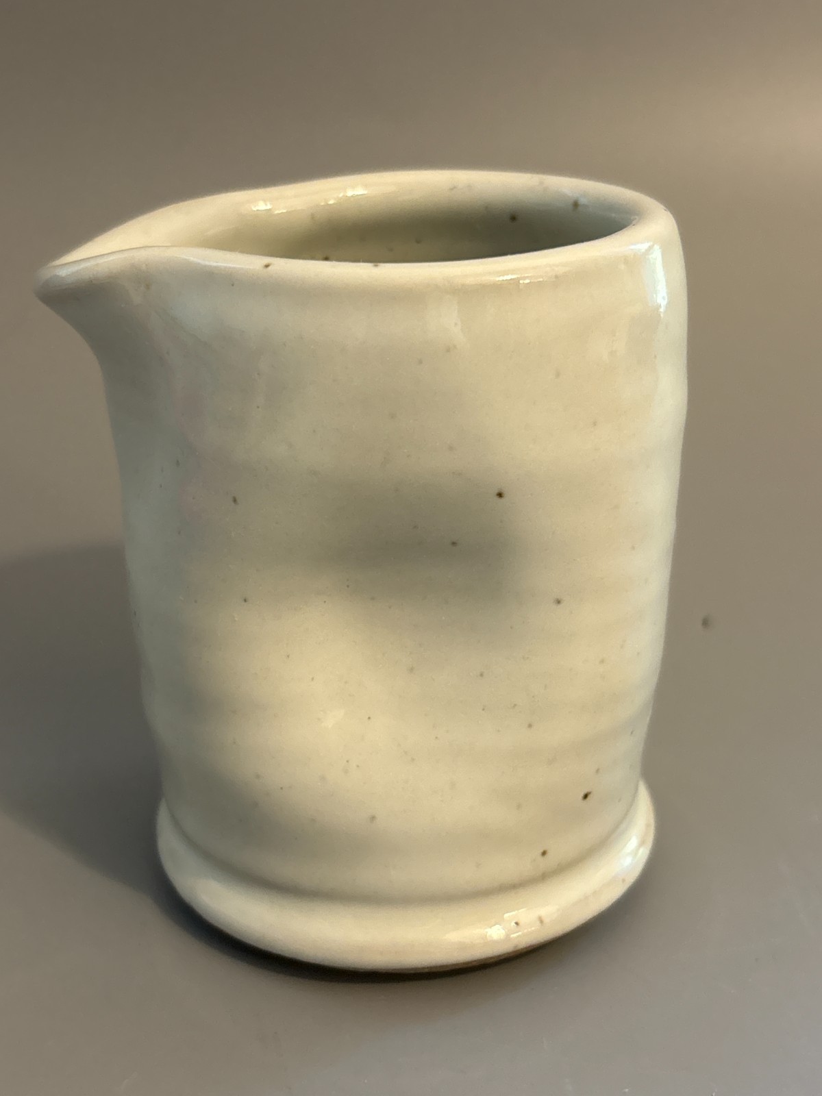Vintage Signed Studio Pottery Creamer Blue Floral Hand Thrown Stoneware Pitcher