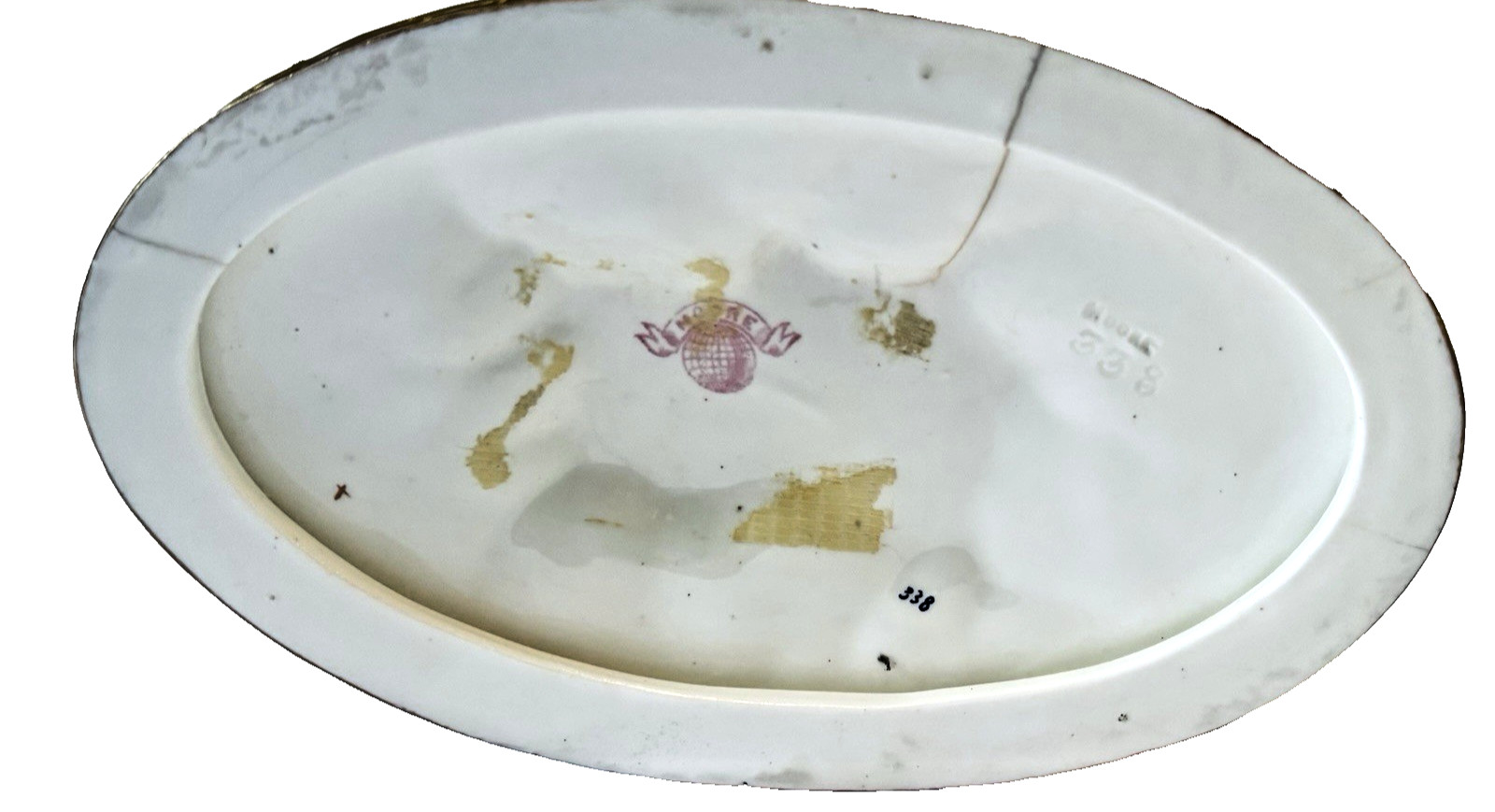 Antique Moore Bros. English Porcelain Cactus Flower Double Cherub Centerpiece