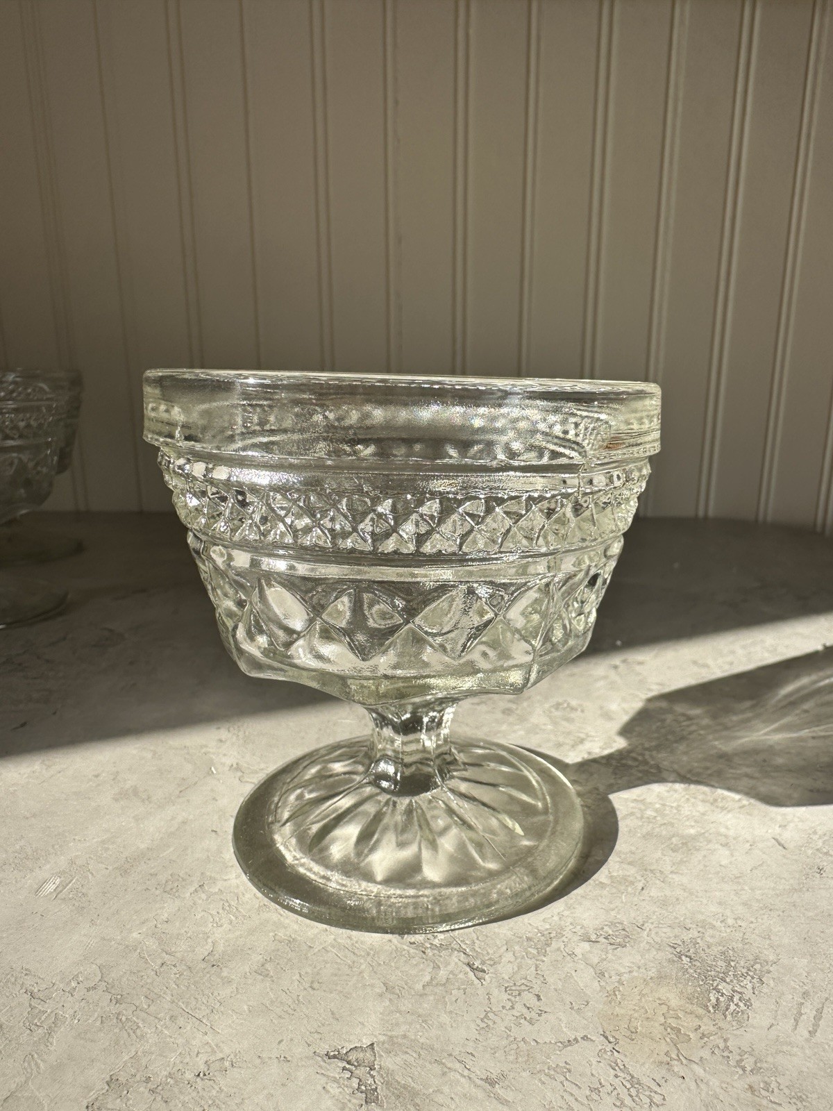 Set of 4 Anchor Hocking Wexford Clear Glass Dessert Cups Sherbet Dishes Vintage