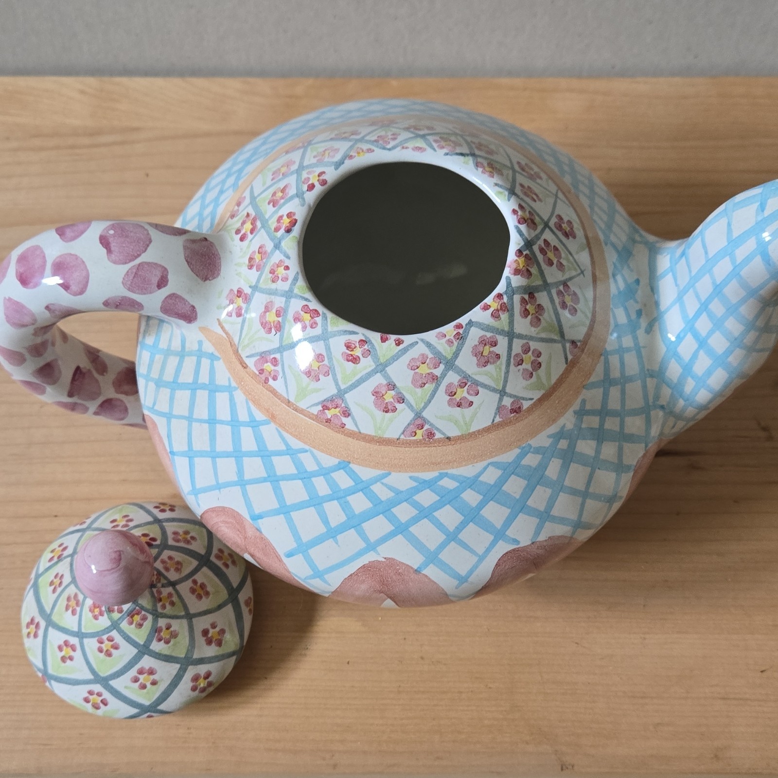 MacKenzie-Childs Victoria & Richard 2 Qt Ceramic Teapot w/ Lid Checkered 1983