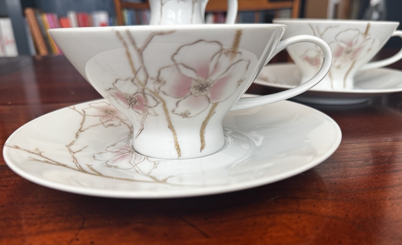 Set of 3 Tea Coffee Service Cups, Saucers, Creamer Pitcher Rosenthal Blush