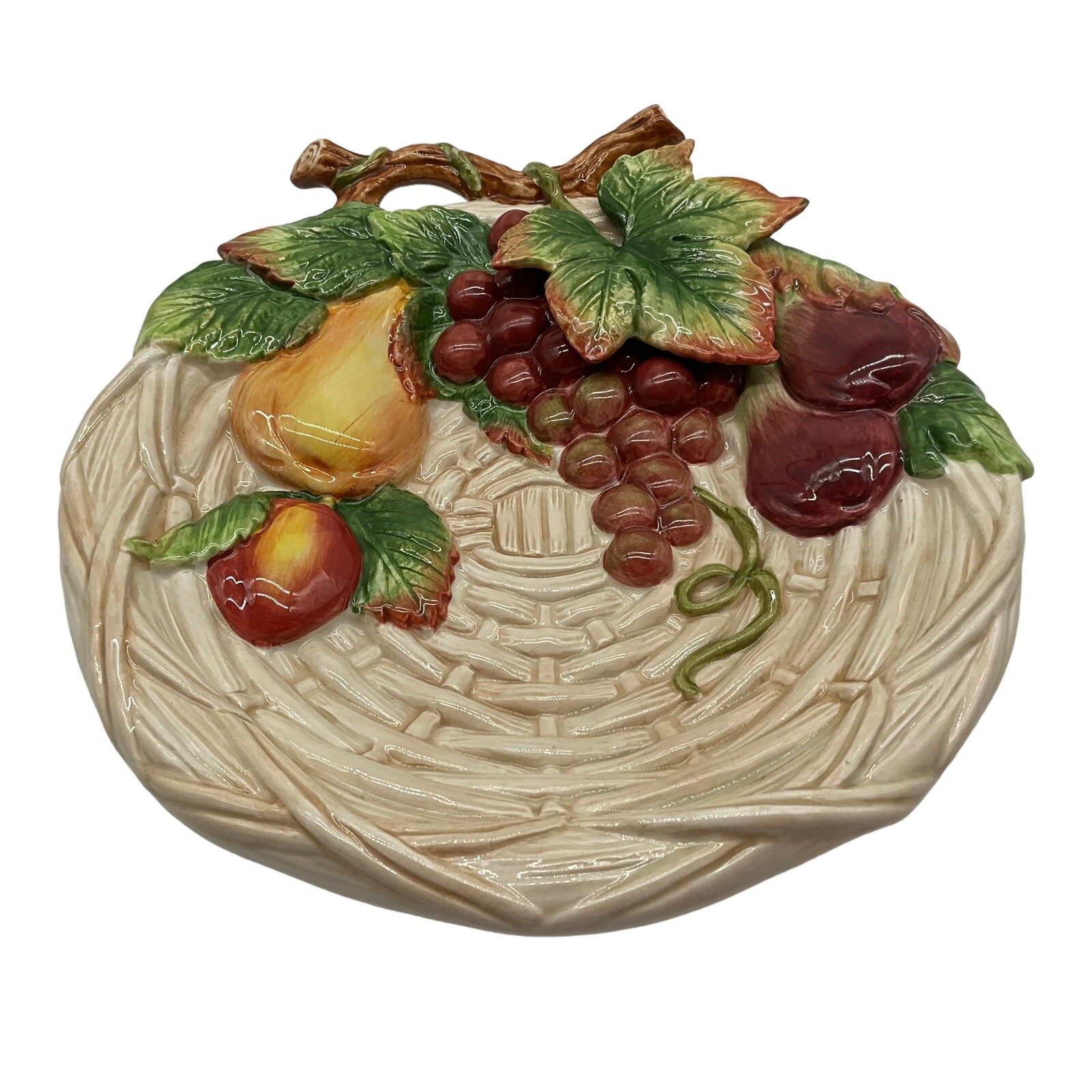 Fitz and Floyd Classics Country Gourmet Canape Plate Embossed Fruit Basketweave