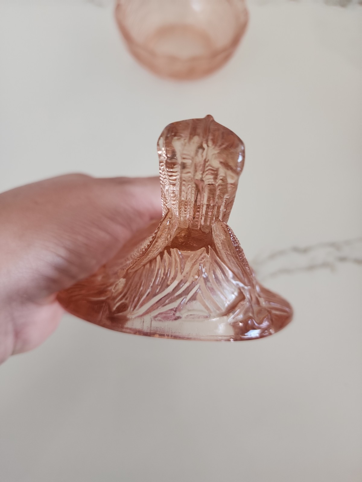 Vintage Hsinchu Glass Co Pink Dove on Nest Covered Candy Dish H Diamond Mark