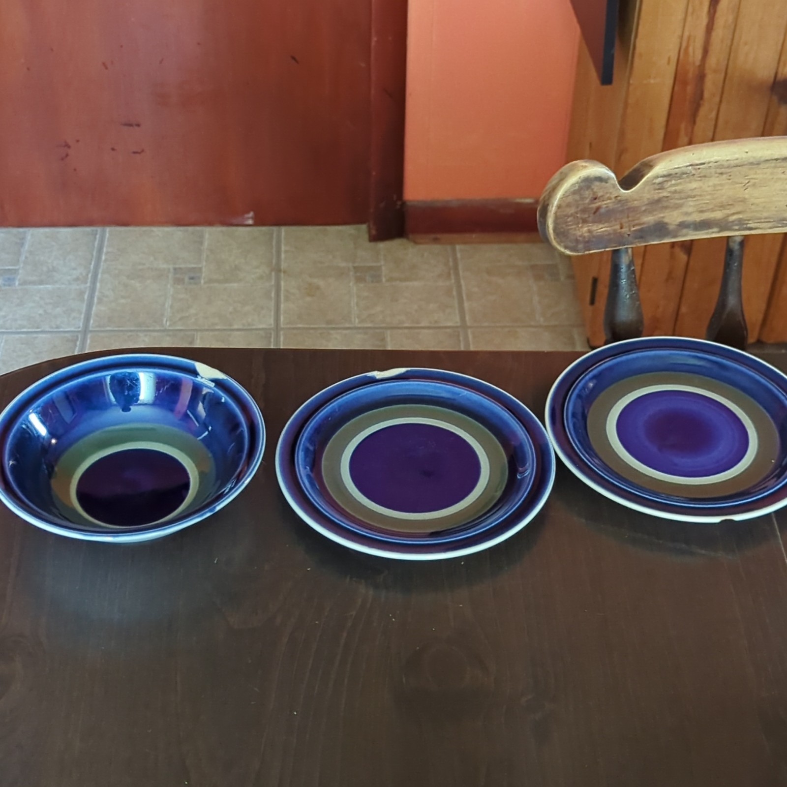 Style House Cobalt Blue Glossy Ceramic Dinner Set Plates Bowls Round Blue Green