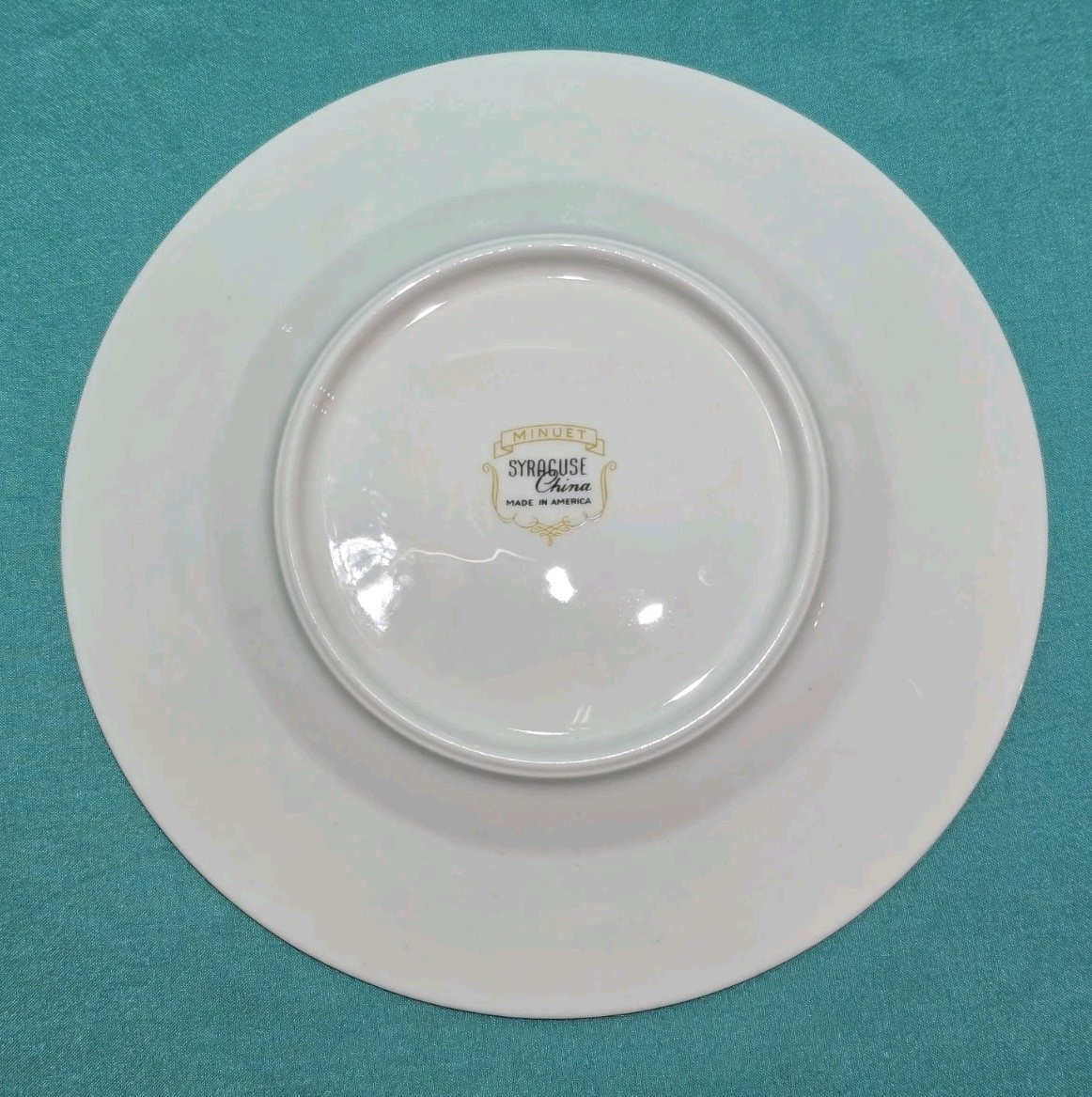 Set of 6 Syracuse Minuet Salad Plates 8″ White Florals On Blue, Platinum Trim