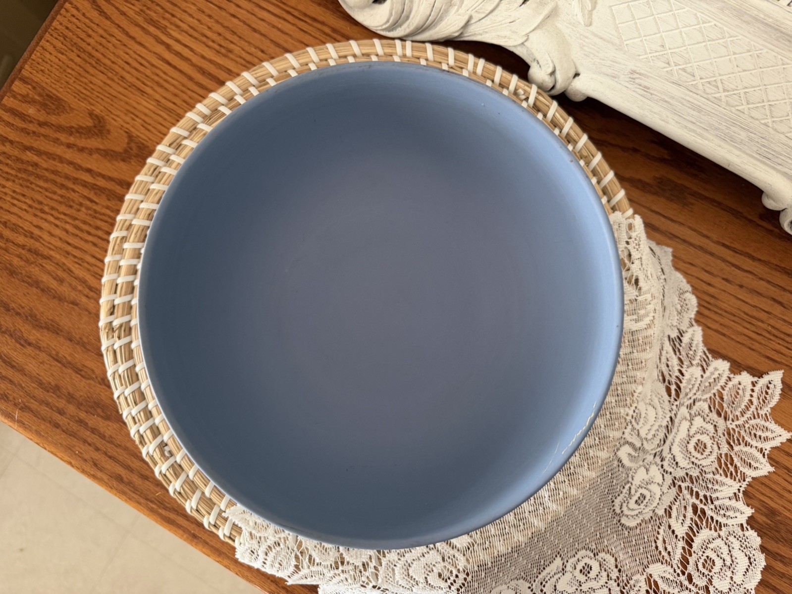 Vintage Wedgwood Blue Jasperware Neoclassical Sacrifice 8″ Bowl -Made in England
