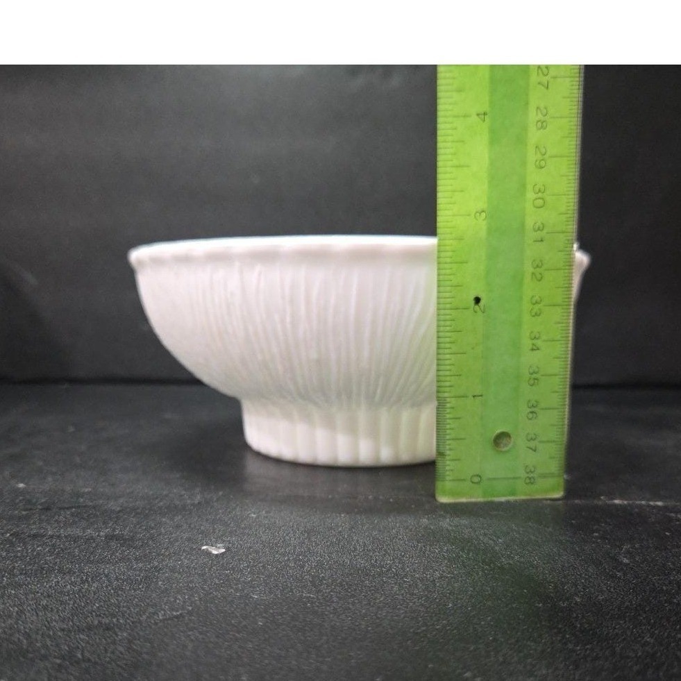 FTD Milk Glass Footed Serving Bowl, Tree Bark Design, Vintage Flower Planter