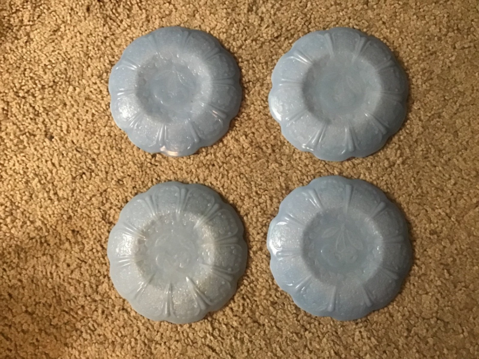 Vintage Jeannette Glass CHERRY BLOSSOM DELPHITE BLUE 14 PC CHILD’S DINNER SET
