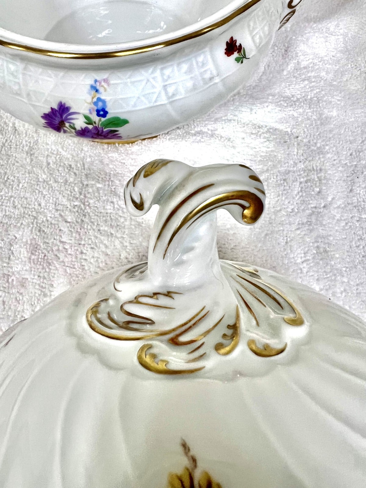 Moritzburg by Hutschenreuther Dresden Flowers Germany Porcelain Scalloped Edge