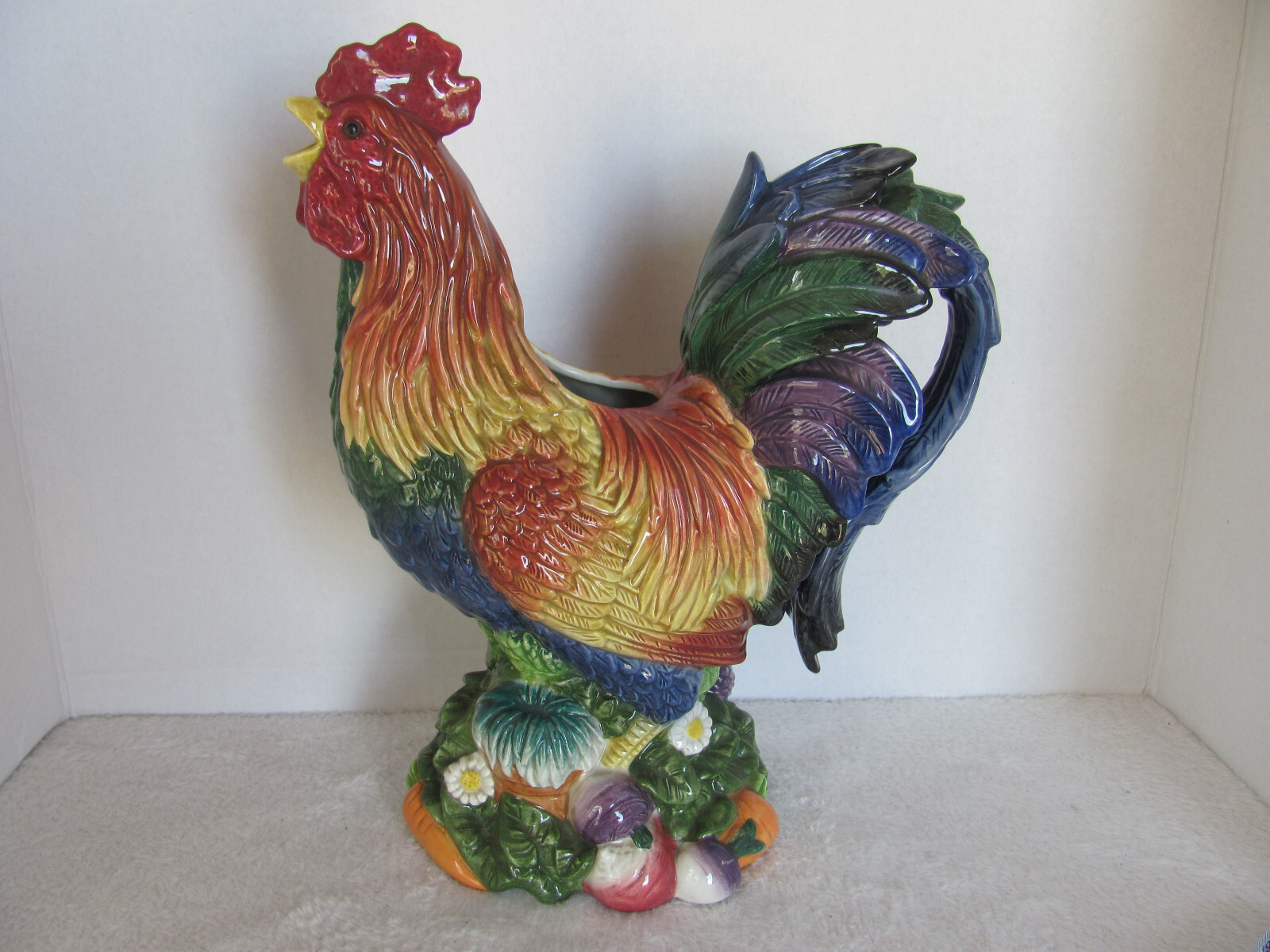 Fitz & Floyd Classics Country Gourmet Rooster 12” Tall Pitcher Centerpiece