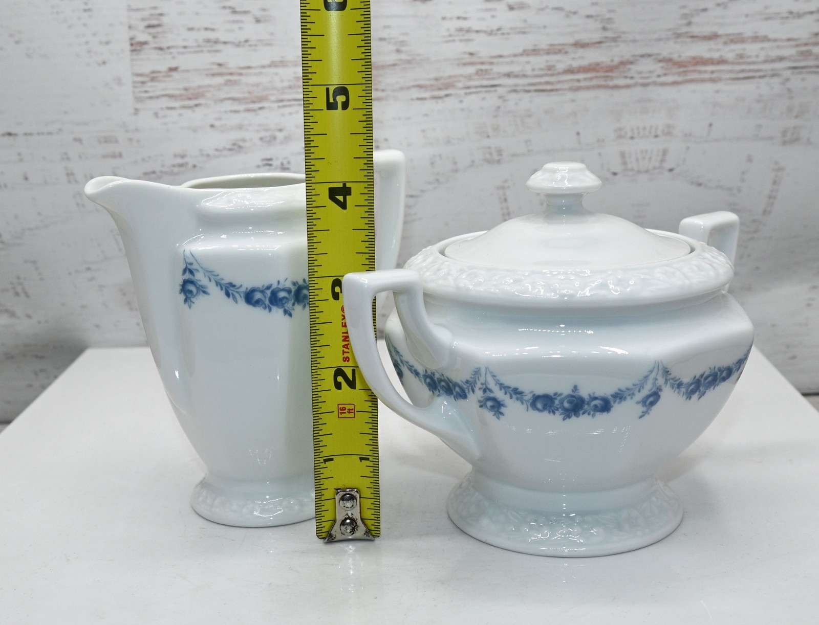 Vtg Rosenthal Maria Classic Blue Rose Garland Cream & Sugar Set Germany