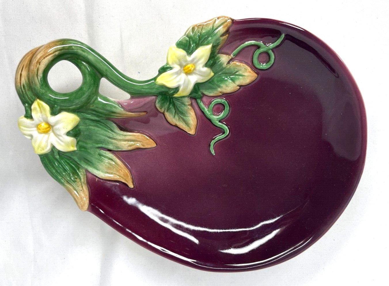 Fitz & Floyd Gardening Gourmet Eggplant Canape Plate Aubergine Purple Wall Décor