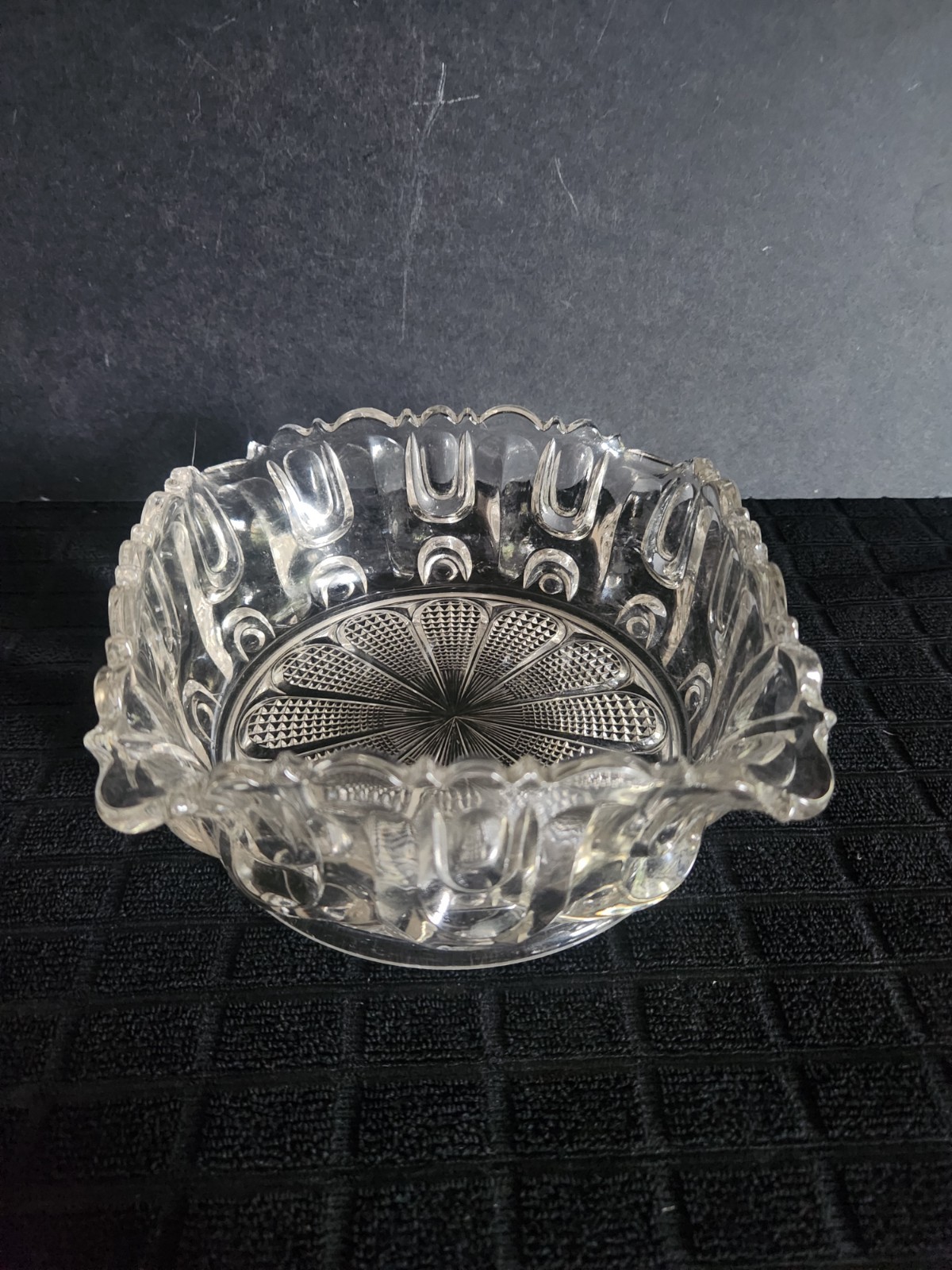 Vintage Clear Glass Bowl or Deep Dish with Fluted Top • 6¼”×6¼”×2⅞”