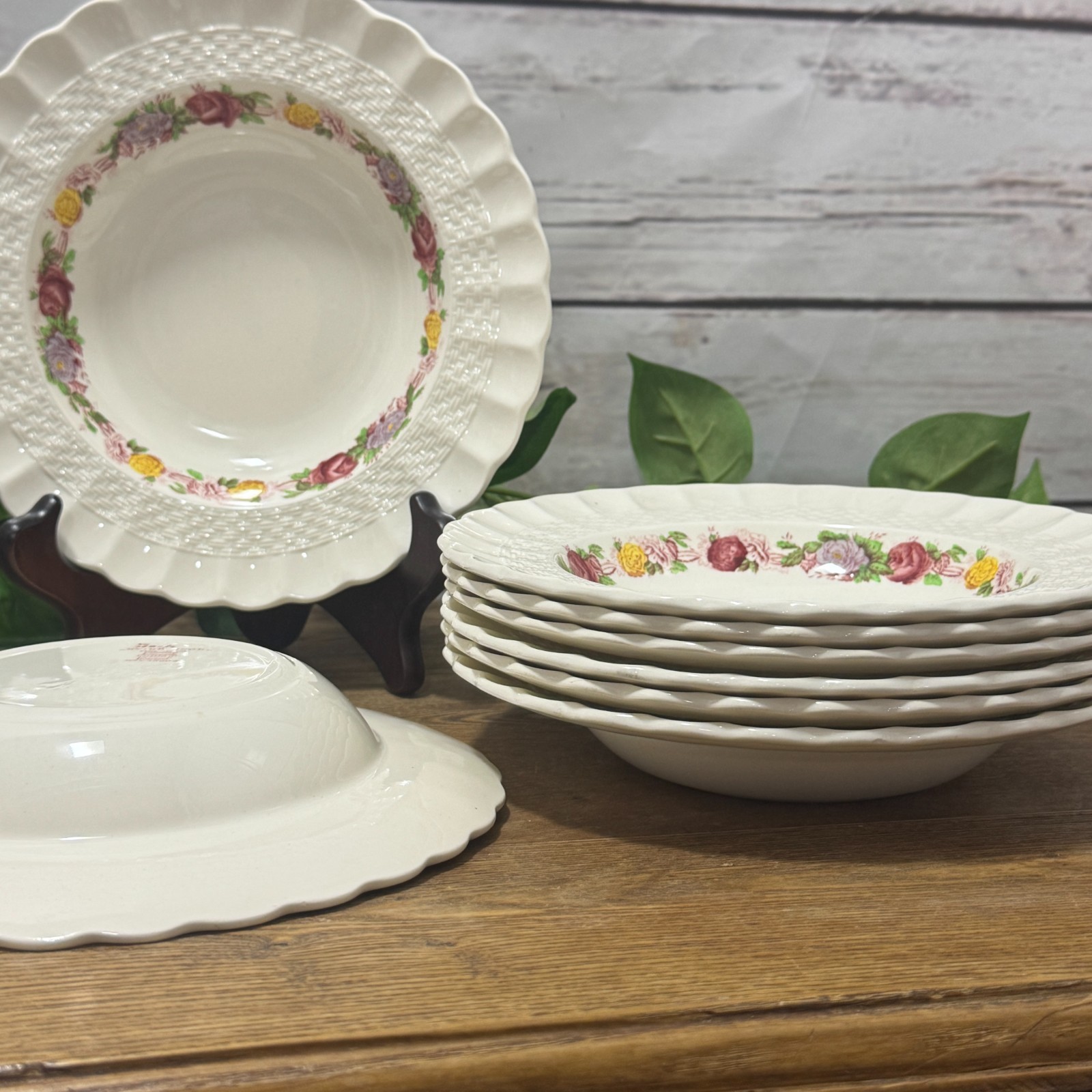 Copeland Spode Briar Rose Chelsea Wicker Lunch Luncheon Soup Serving Bowl Cereal