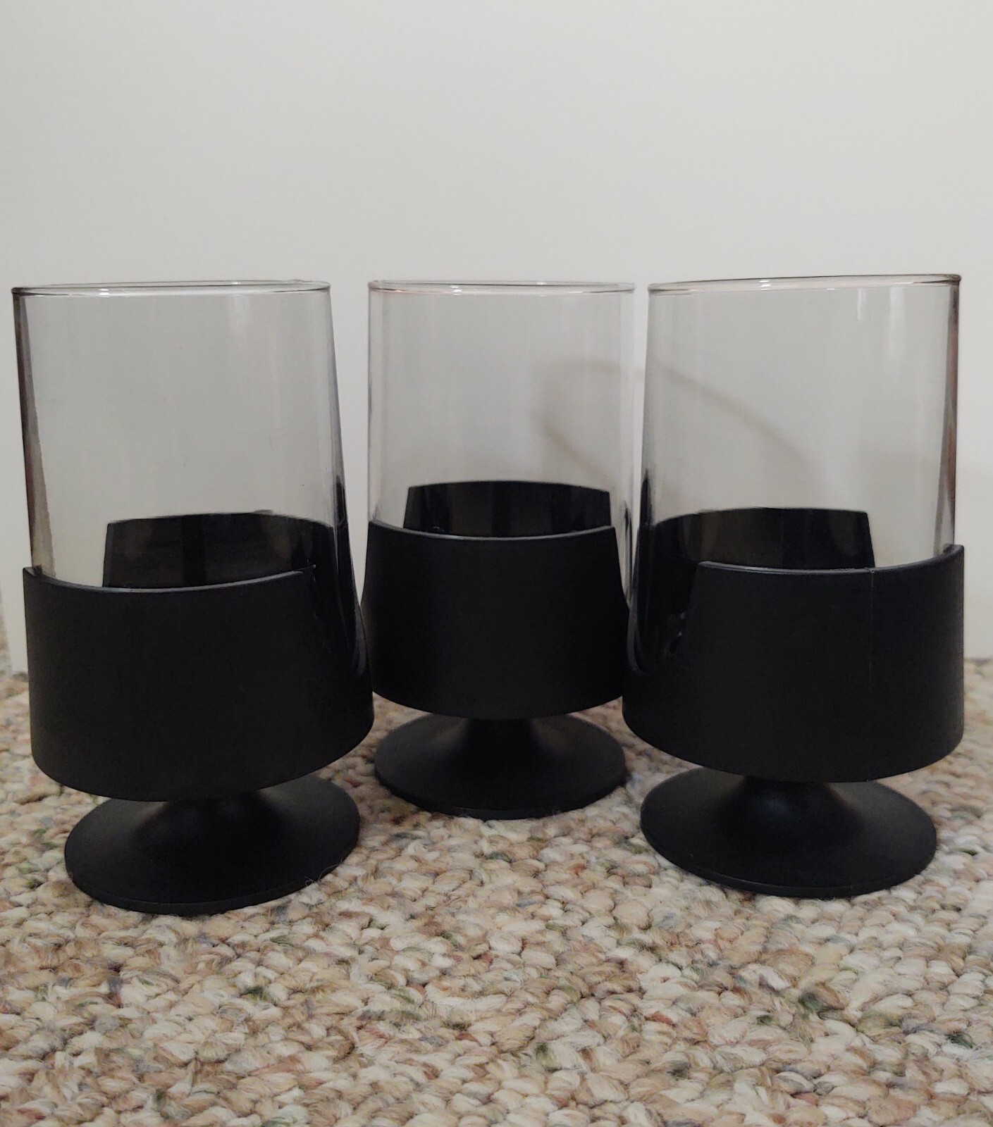 Vintage Black Corning Ware MCM Glas-Snap 8 oz. Drink Mugs Cups – Set of 3