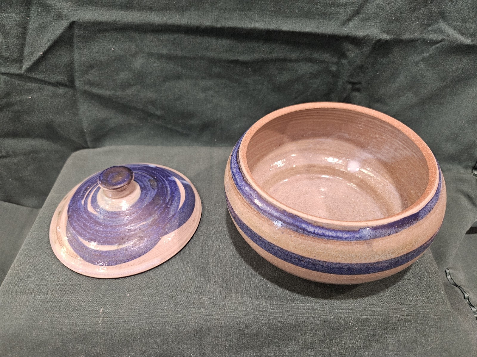 Vintage 1982 Studio Art Pottery Covered Dish Jar Lidded Bowl Signed Martin 80s