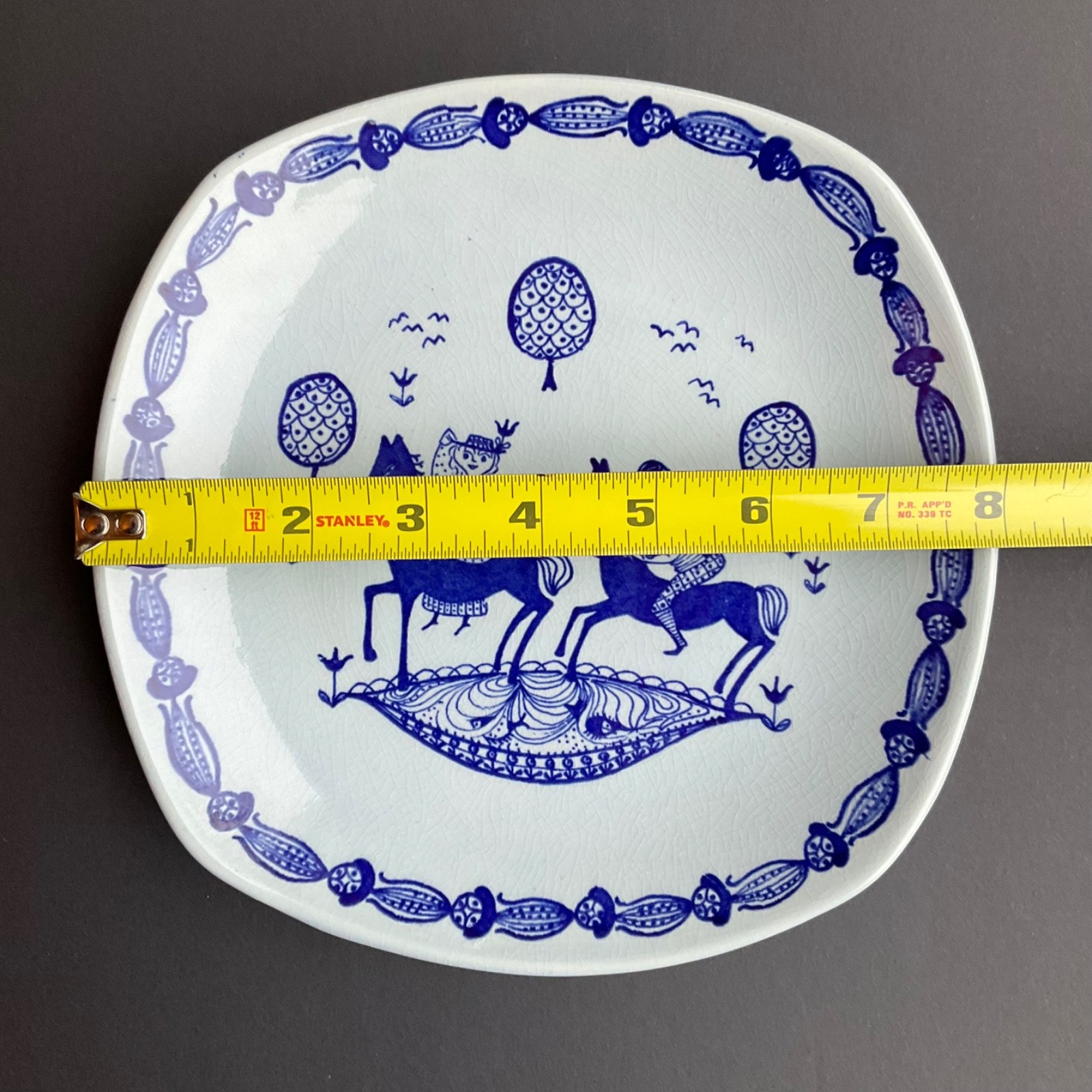 VTG STAVANGERFLINT NORWAY WALL PLATE KARI HORSES MID CENTURY SCANDINAVIAN 8″