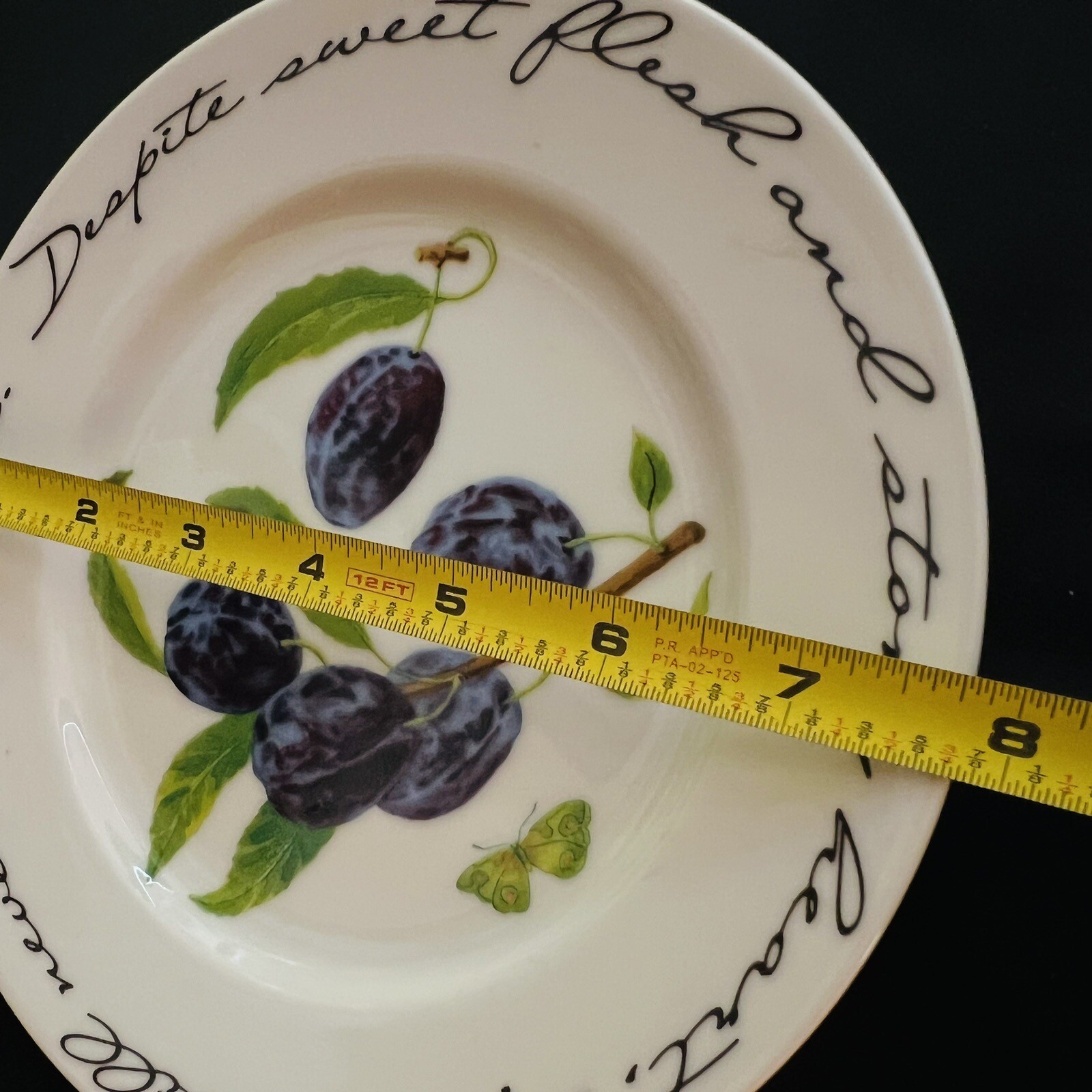 3 Williams Sonoma ORCHARD SUITE Accent Salad Plate Pears Plum Peach Fruit