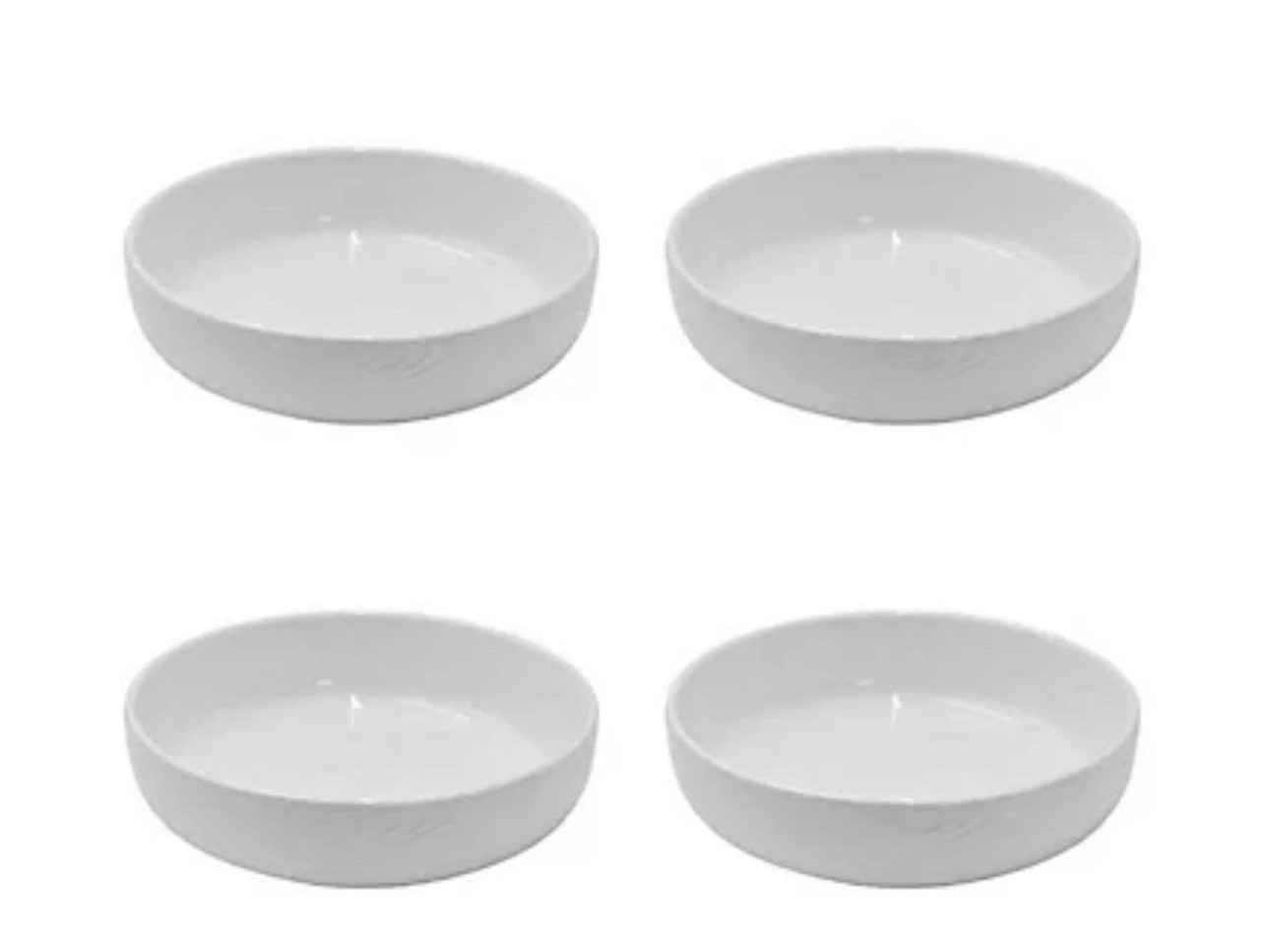 Temp-tations Woodland White Ceramic Bowls Set of 4, 18 oz 6.5in Oven Safe