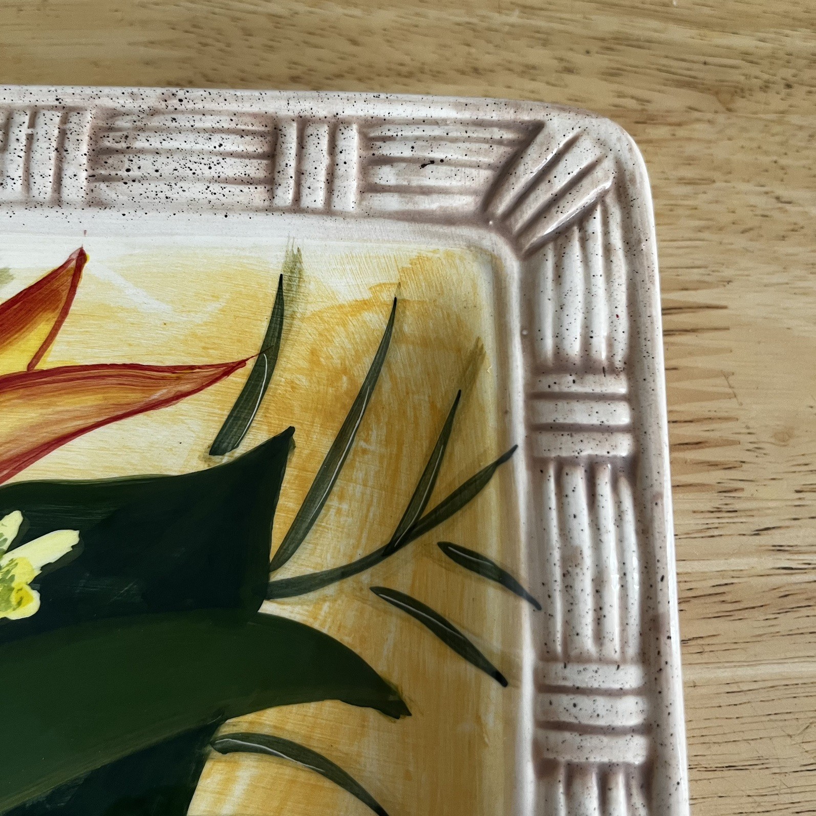 Jayson Imports Bird of Paradise Tropical Floral Ceramic Serving Platter Tray