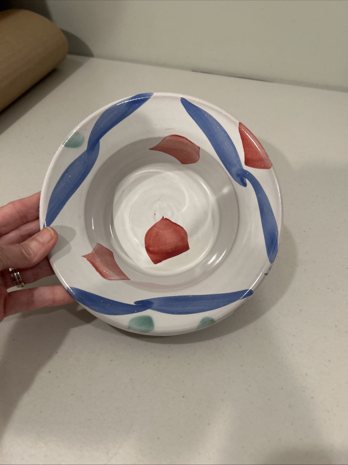 North Carolina Stanley Mace Andersen Pottery 7-1/4″ Flared Soup Bowl, Signed #1