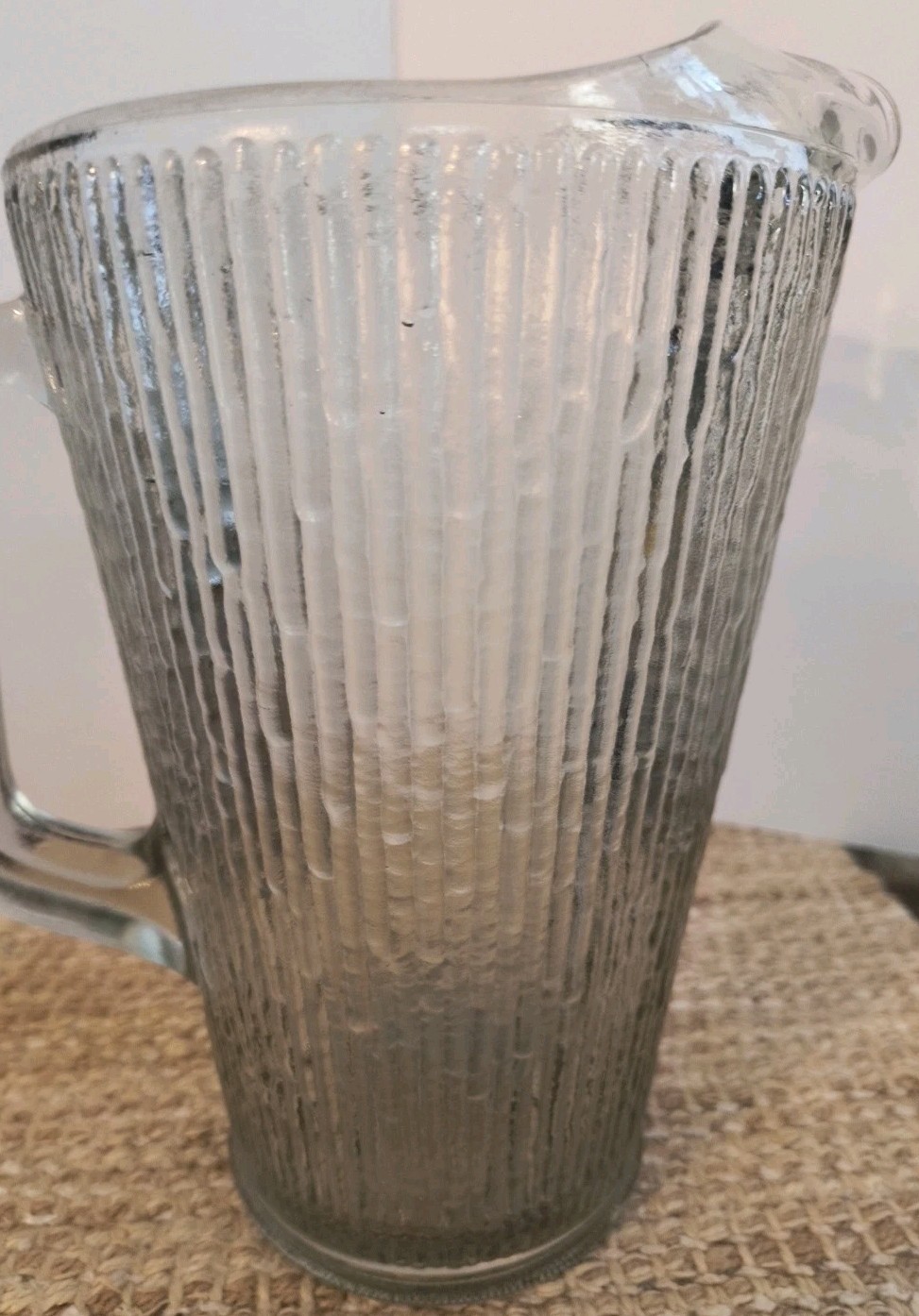 Vintage Tree Bark Design Clear Jeannette Pitcher – ExcellentCondtion! 9″ To Rim