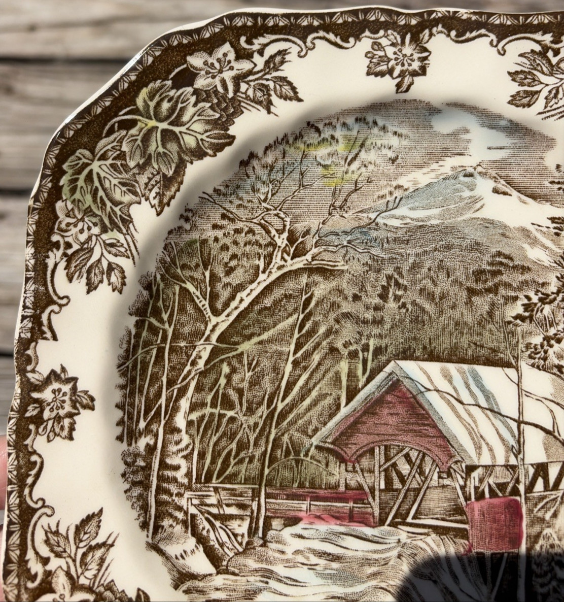 Johnson Brothers The Friendly Village The Covered Bridge Square 7.5” Salad Plate