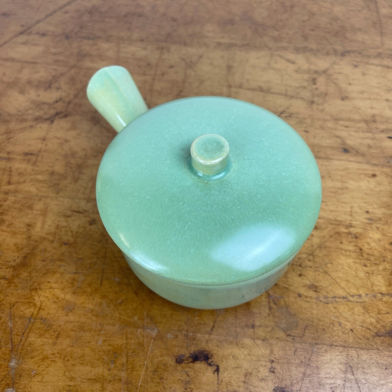 VTG La Solana Potteries Solana Ware Green Handled Individual Covered Casserole