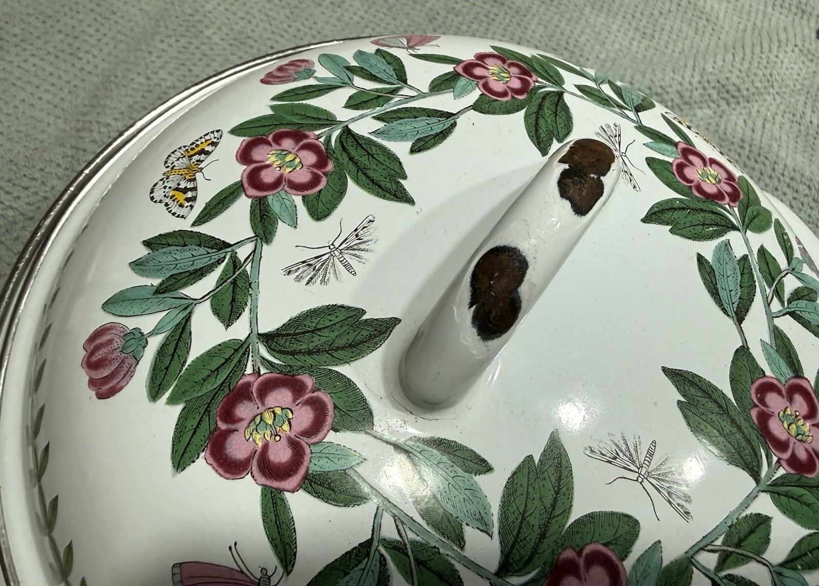 Portmerion Spain Botanic Garden Rhododendron Enamel Casserole Pot w Lid SEE PICS
