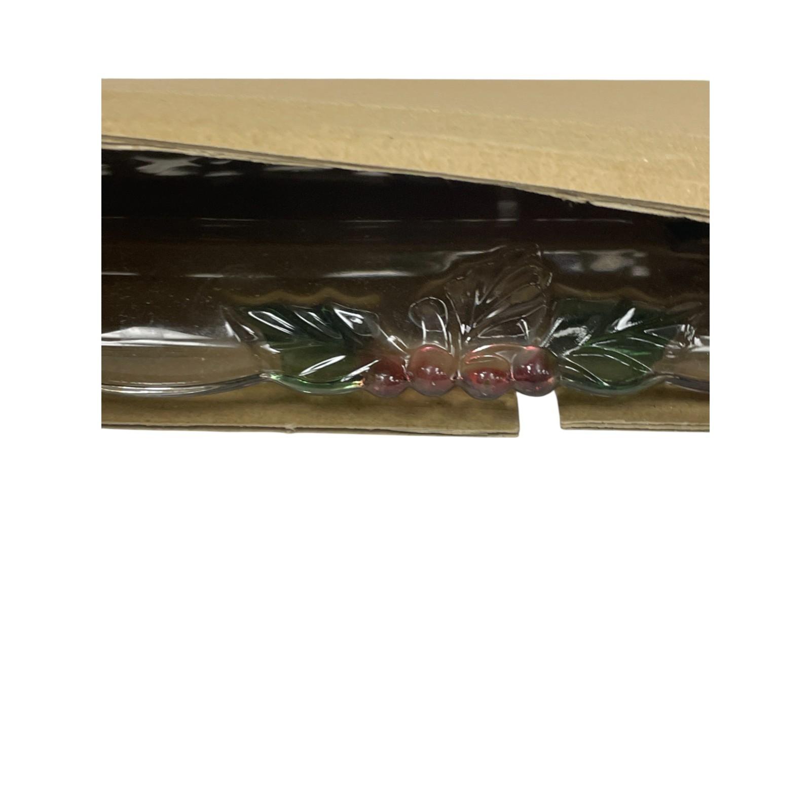 Milkasa Holiday Bloom Canape Clear Glass Serving Tray 15.5 Inches