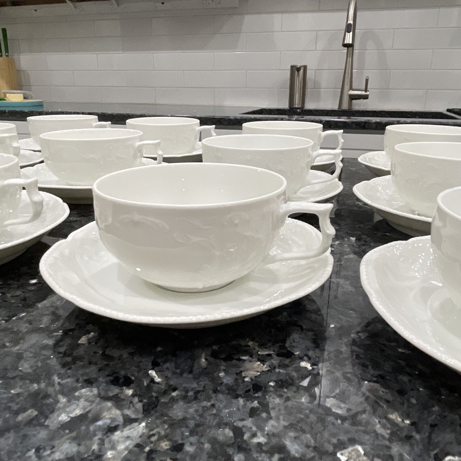 Germany Rosenthal Sanssouci Continental White China Flat Low Cup & Saucer Set