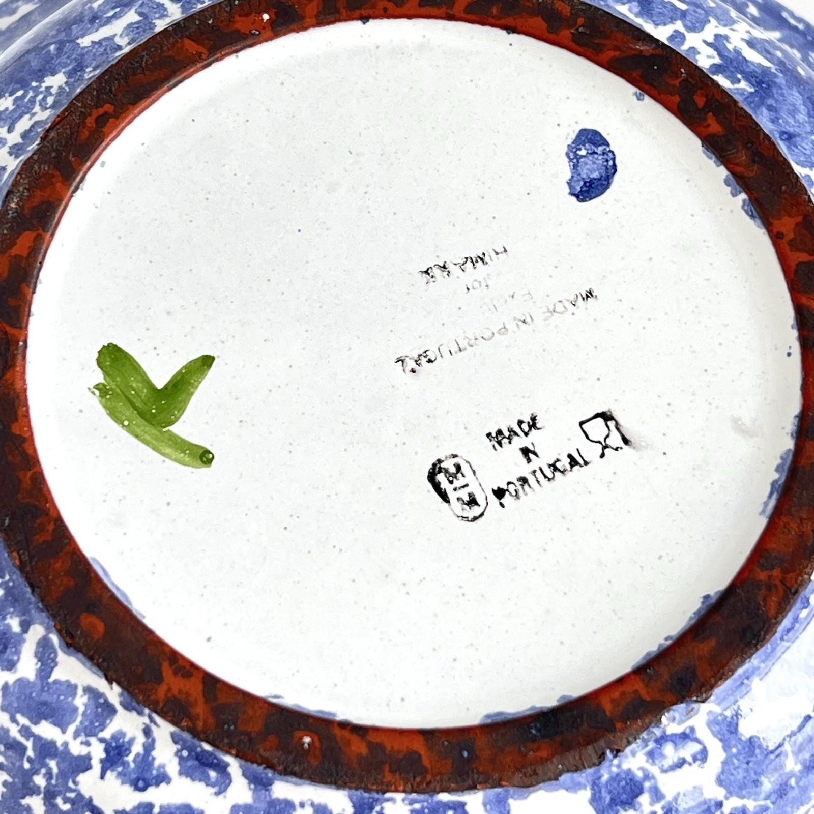 HIMARK Hand Painted Floral Sponge Ware Soup Cereal Bowl Portugal 2×7.5 Inch
