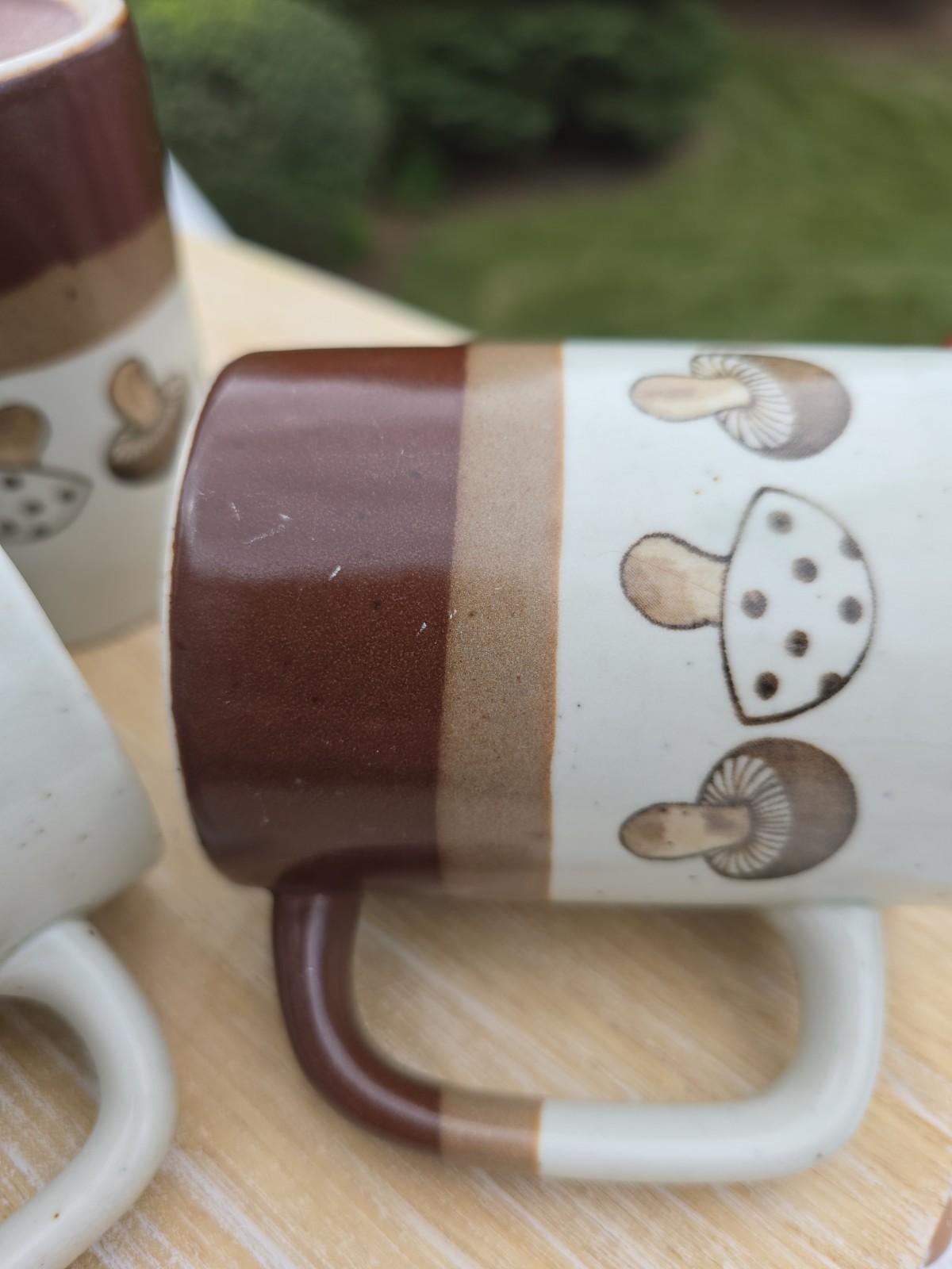 Set 4 Otagiri Original Mushroom Speckled Stoneware Coffee Mug 1970s MCM