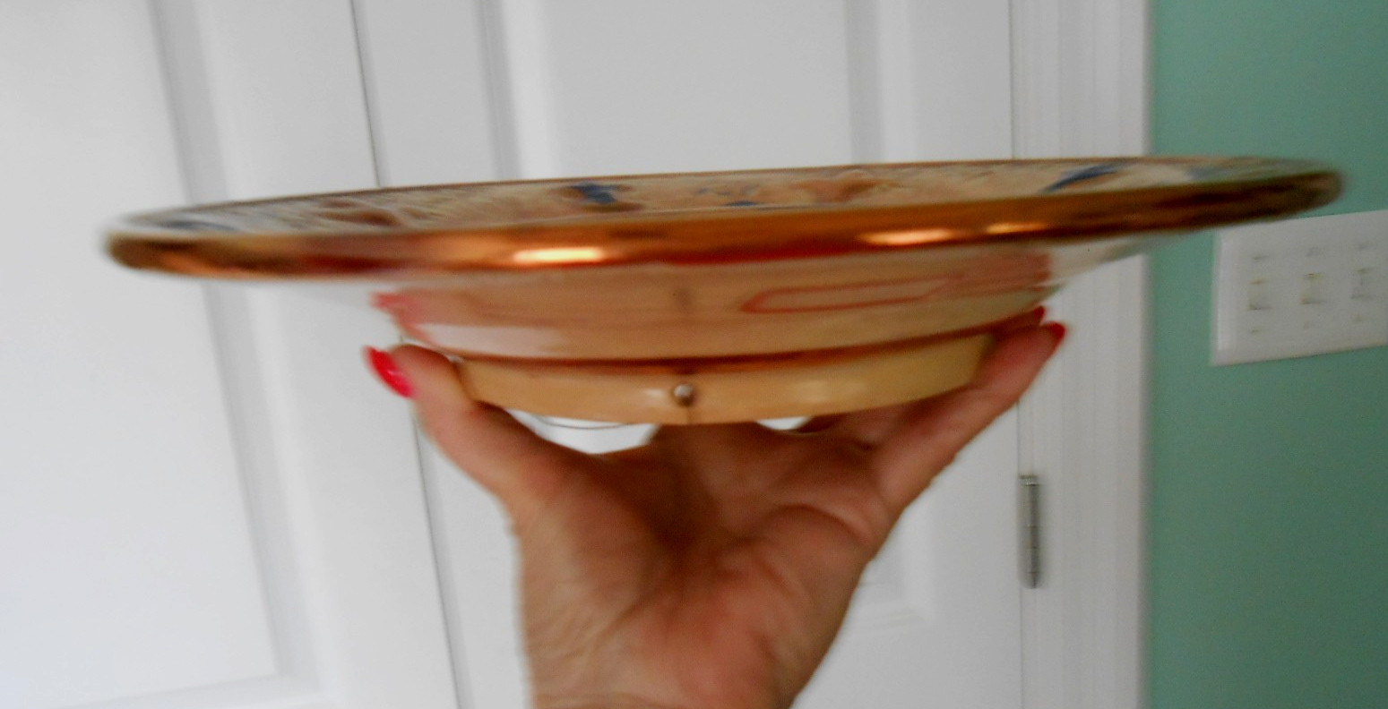 Manises Copper Luster Wall Plate Spain 12″ Ethan Allen Mid Century