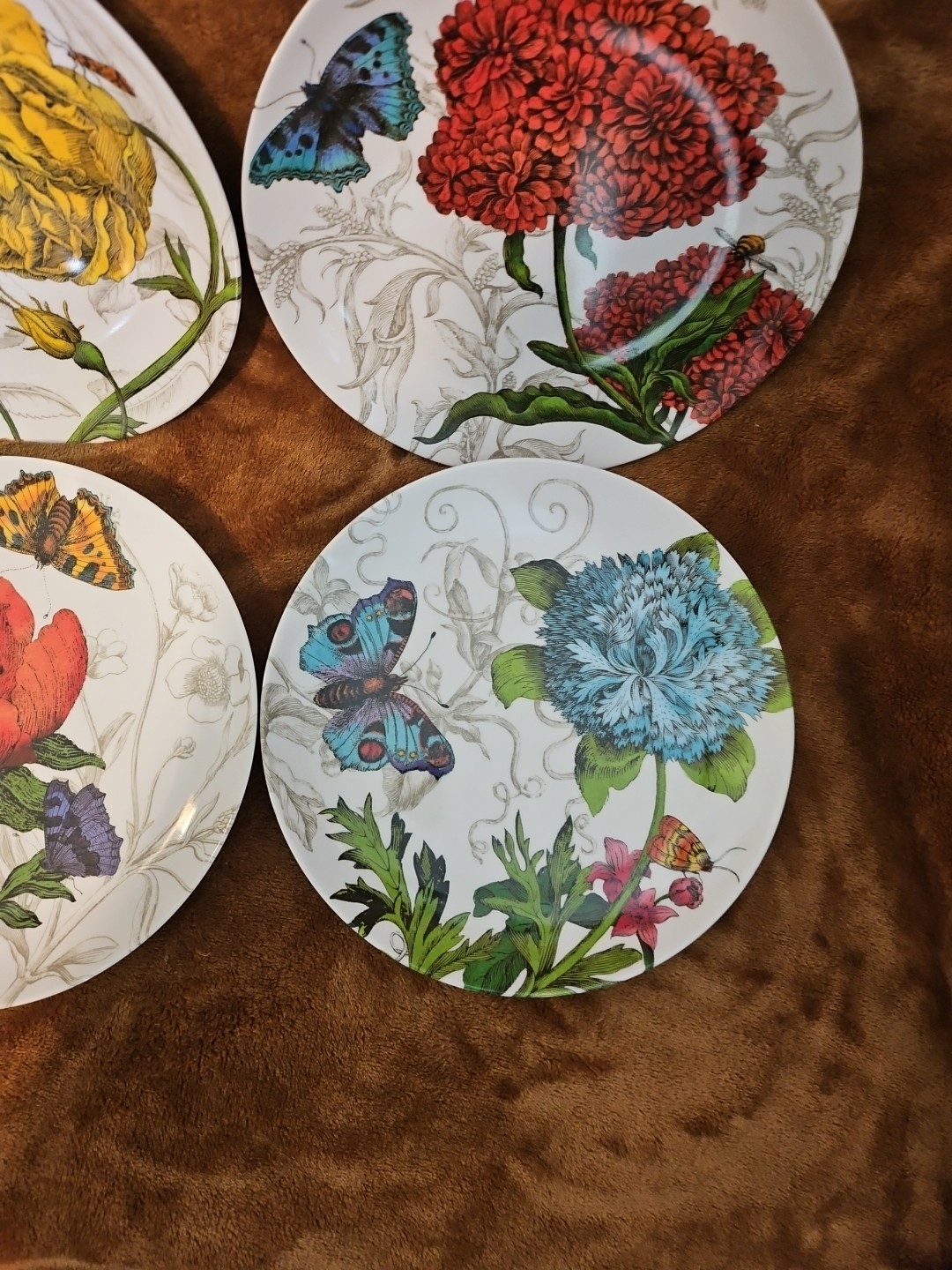 Pier 1 Imports Butterfly Floral 100% Melamine Salad Plates Round 8.5” SET OF 4