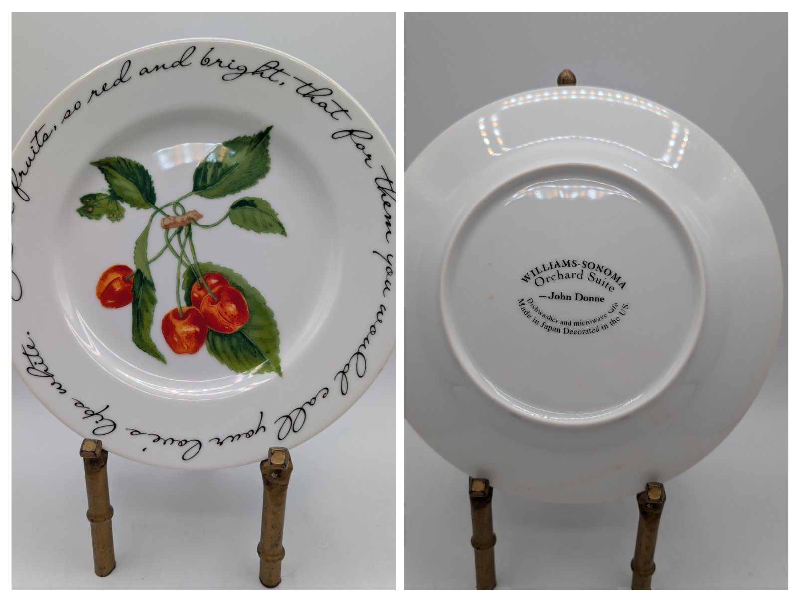 Dessert Fruit Plates Williams Sonoma Orchard Suite Pear Peach Plum Cherry