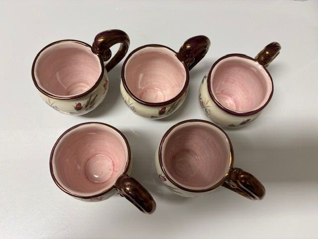 MCKENZIE CHILDS CHELSEA LUSTER TEA CUPS 2003 RARE LOT OF 5