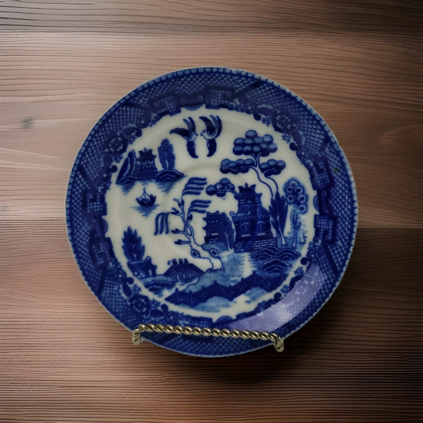 Maruta China Saucer – Blue Landscape – Made in Occupied Japan