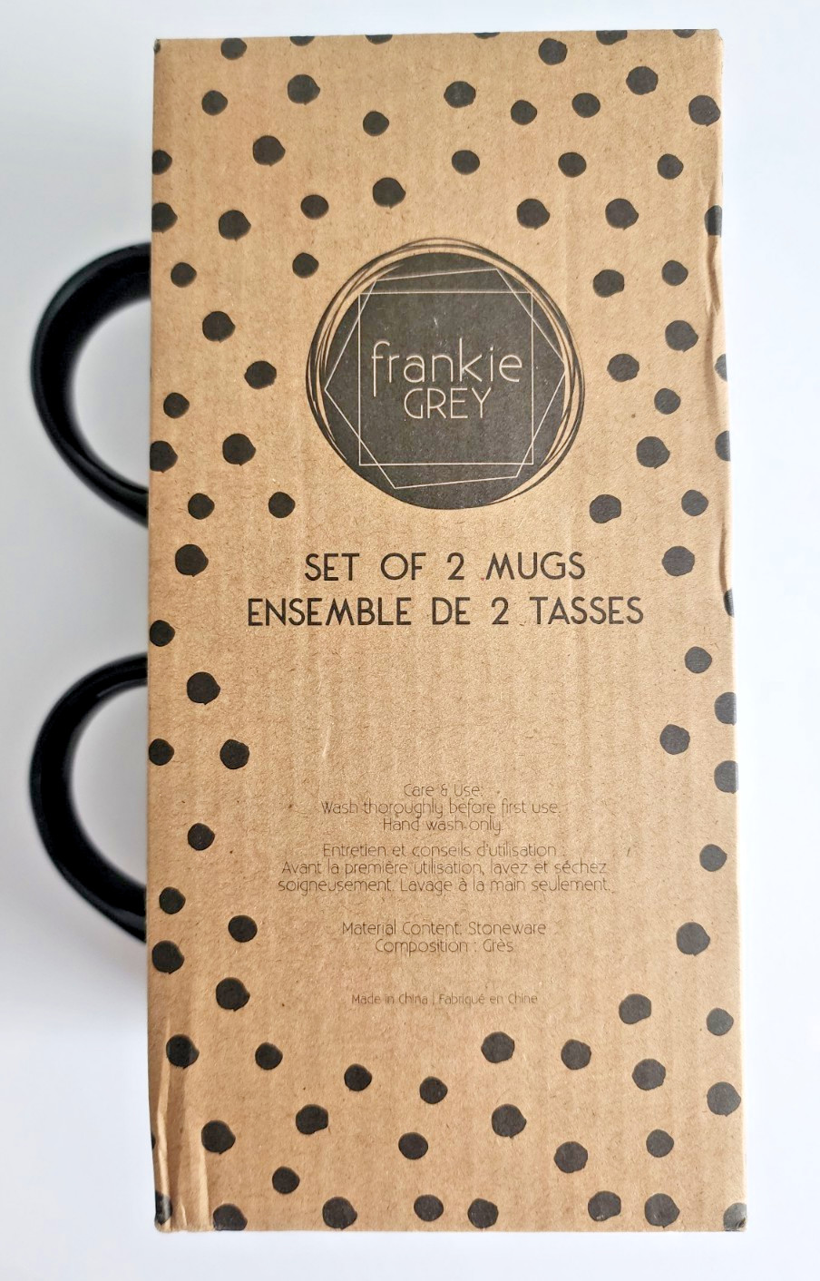 Frankie Grey Stoneware Mug Set Tree Design Black/White 2 Mugs – 4 In x 3.5 In