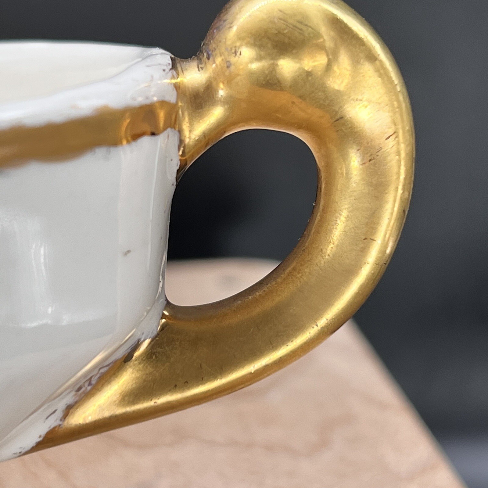 Gravy Boat Gold Trim & Handle Forget Me Nots Floral Vtg Gold Trim Signed F.W.