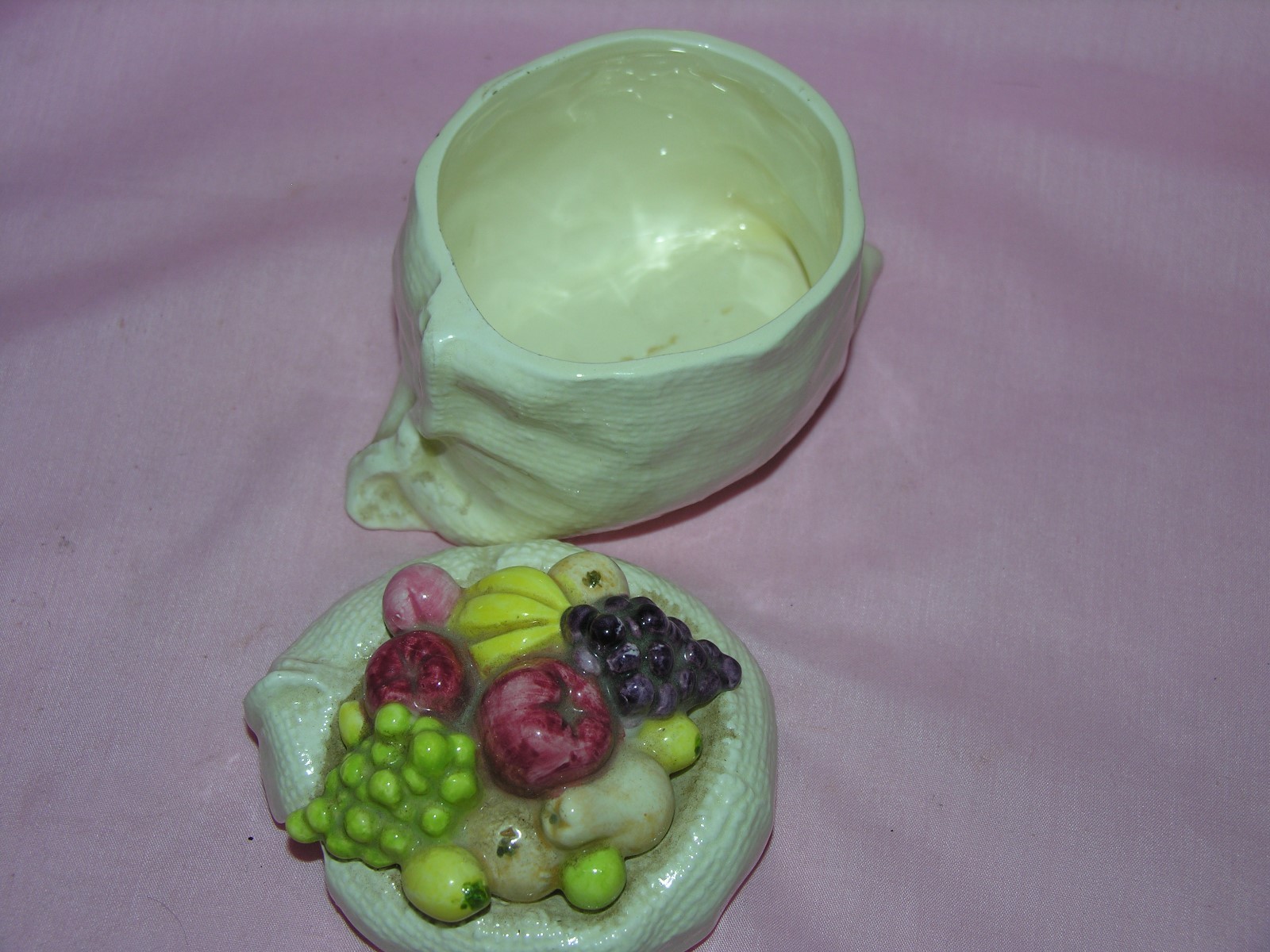 Vintage Lefton “Homemade” Lidded Jam Pot #3906 Ceramic Fruit Jar No Spoon